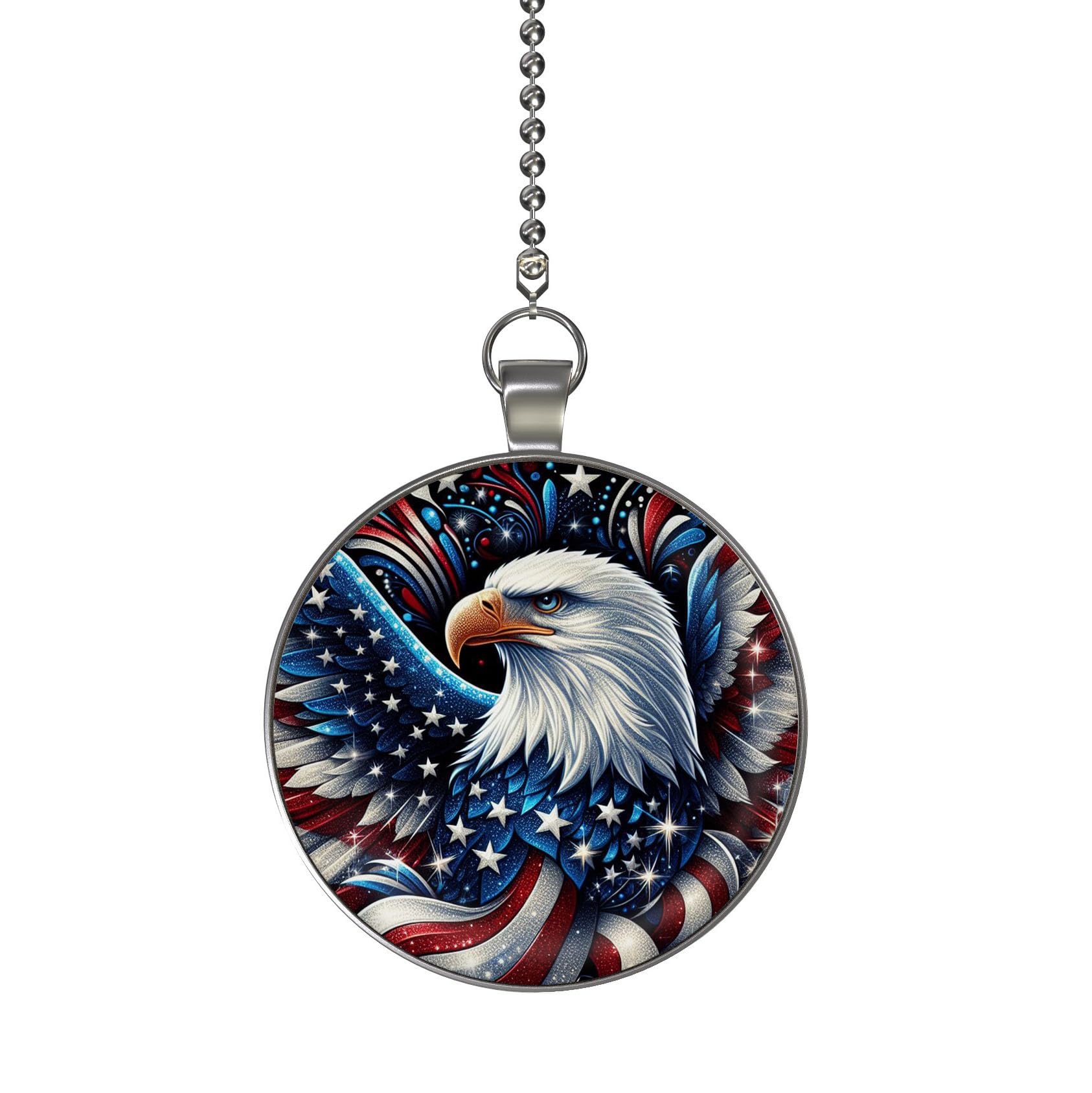 Patriotic American Eagle Ceiling Fan Pull Chain with Light Control - USA Made Fan Accessory for Bedroom, Living Room & Porch