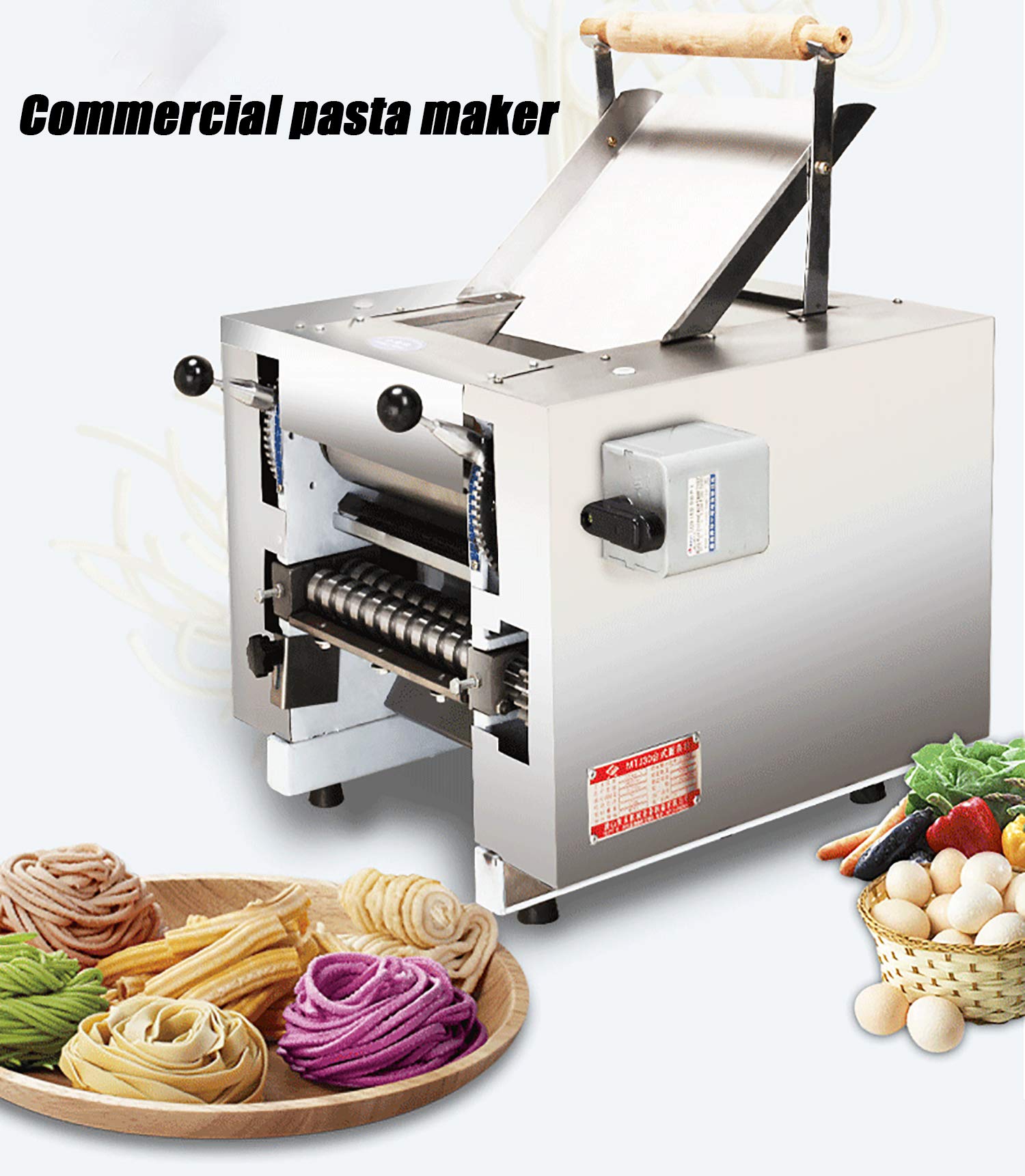 NEWTRY 550W Commercial Electric Pasta Maker Machine - 66lb/h Multi-Function Dough Press for Pasta, Dumplings, Noodles & Spaghetti with 1.5mm Round Noodle Blade | Perfect for Restaurants, Bakeries & Home Kitchens