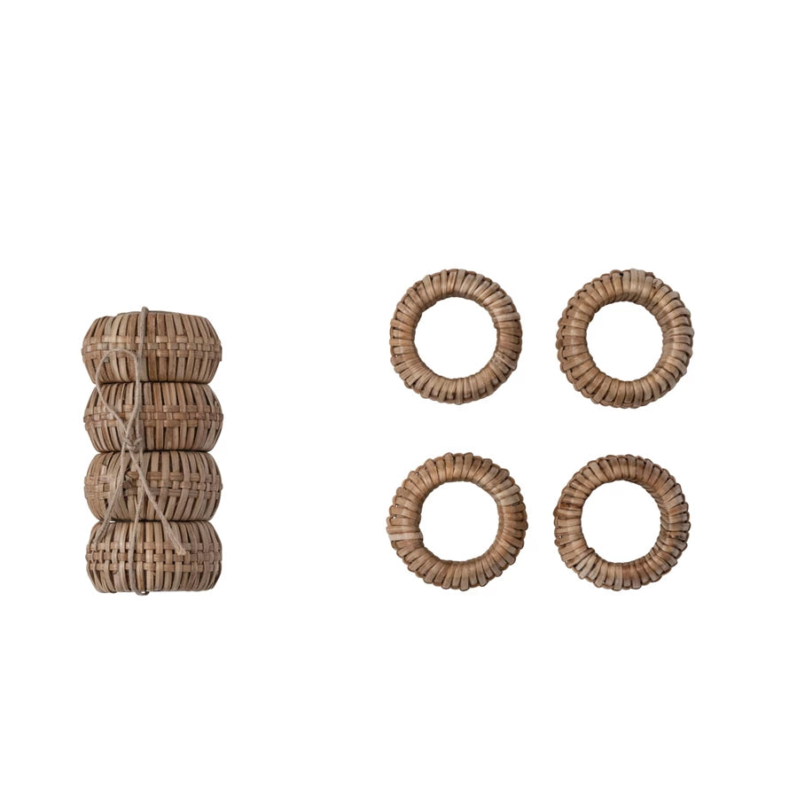 Hand Woven Rattan Napkin Rings Set of 6 - Natural Boho Tableware for Dinner Parties, Weddings & Home Decor - Eco-Friendly Place Setting Accessories