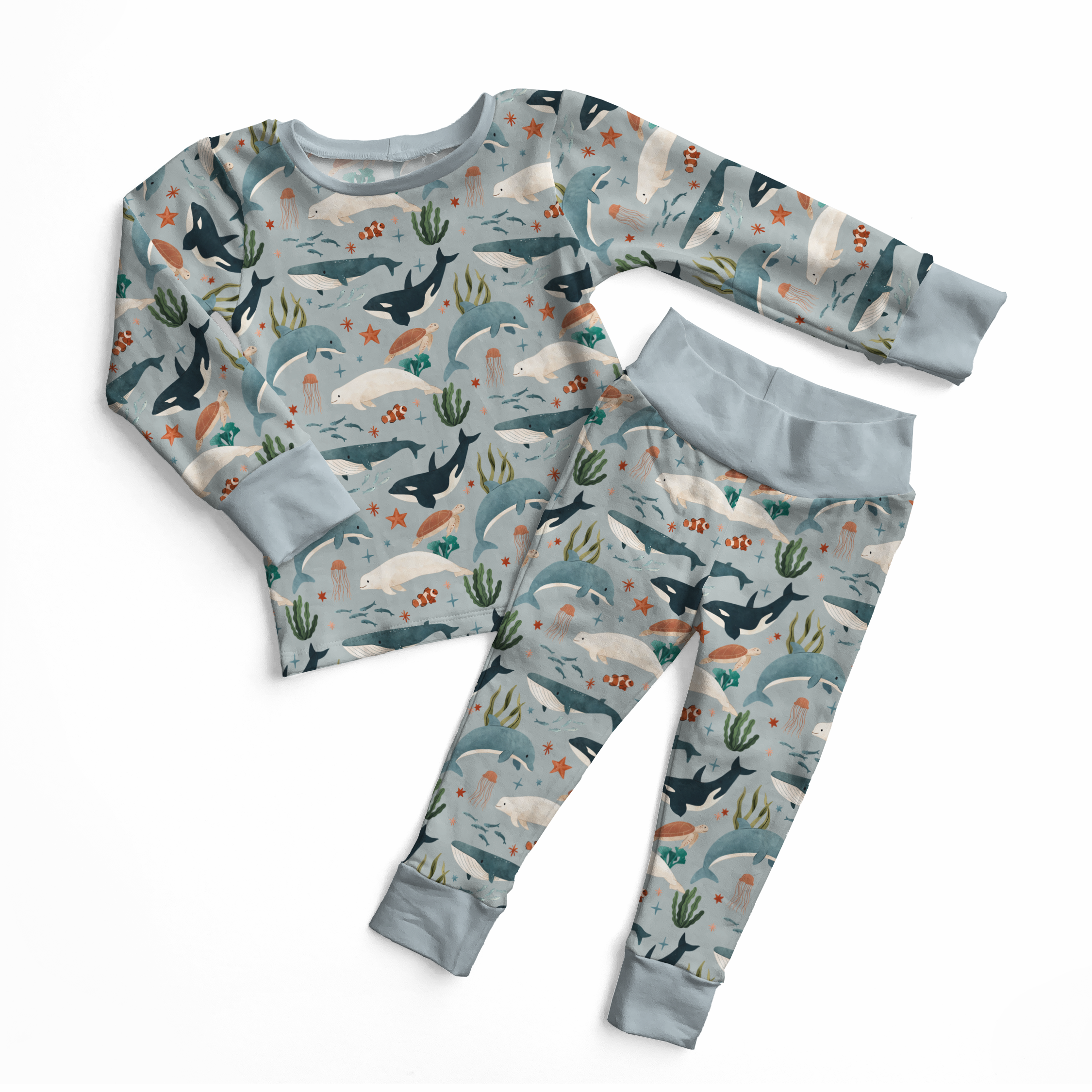 Fintastic Friends Two Piece Pajama Set for Women - Cute Matching Sleepwear with Ocean Theme - Perfect for Sleepovers, Loungewear & Cozy Nights