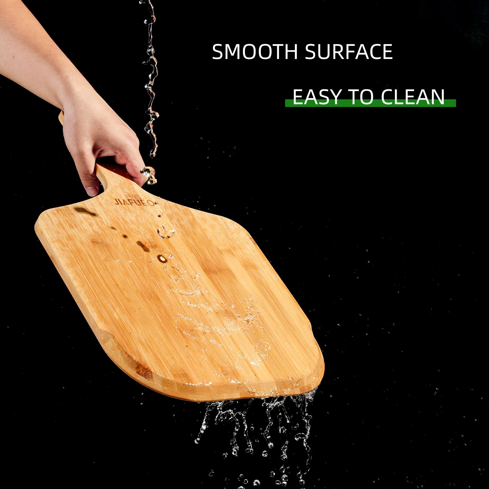 12 Inch Bamboo Pizza Peel - Wooden Pizza Paddle & Spatula for Baking Homemade Pizza, Oven Accessory - Also Perfect as Wood Cutting Board for Cheese, Bread, Fruits & Vegetables - Ideal for Home Kitchens, Pizzerias & Outdoor Cooking