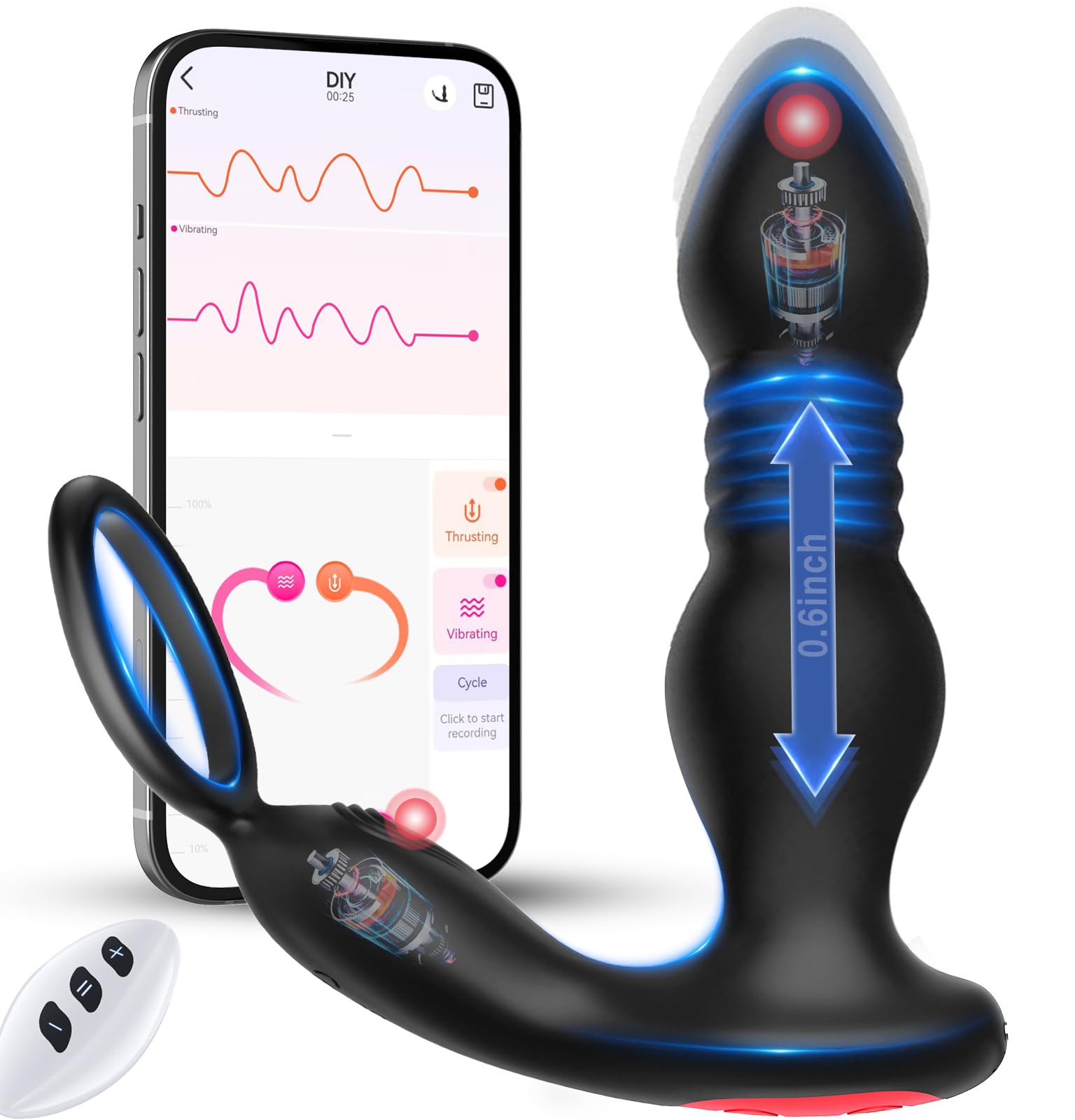 BEISAR Prostate Massager for Men - 7 Vibration Modes Anal Plug with Remote Control & Cock Ring - P-Spot Stimulator, Enema Toy for Couples & Solo Play - Perfect for Sensual Massage, Intimate Play and Wellness Therapy