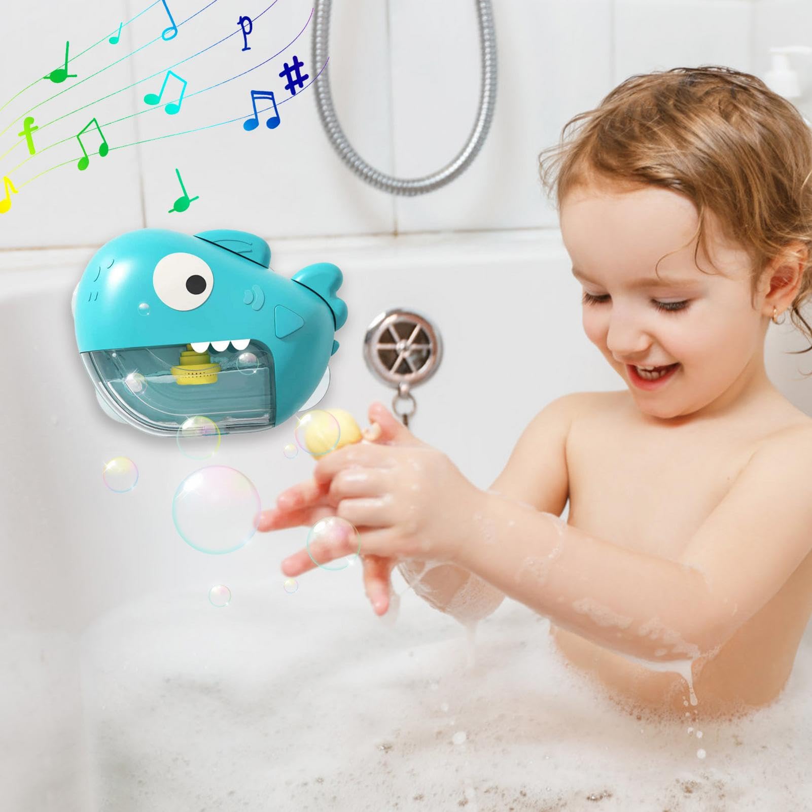 Shark & Dinosaur Bubble Bath Machine for Kids - Cartoon Bathtub Bubble Maker with Music, Fun Bath Toys for Toddlers Ages 3-5 | Perfect for Bath Time Play & Sensory Development