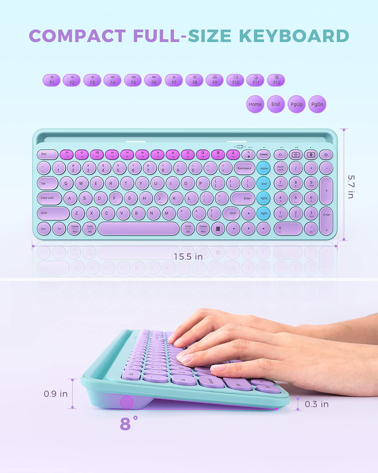 Seenda Bluetooth Keyboard for iPad - 2.4G Wireless & Bluetooth Multi-Device Keyboard with Numeric Keypad, Tablet Stand Holder Compatible with iPad, Android Phone, MacBook, Windows PC (Barbie Purple) - Perfect for Home Office, Travel & Remote Work