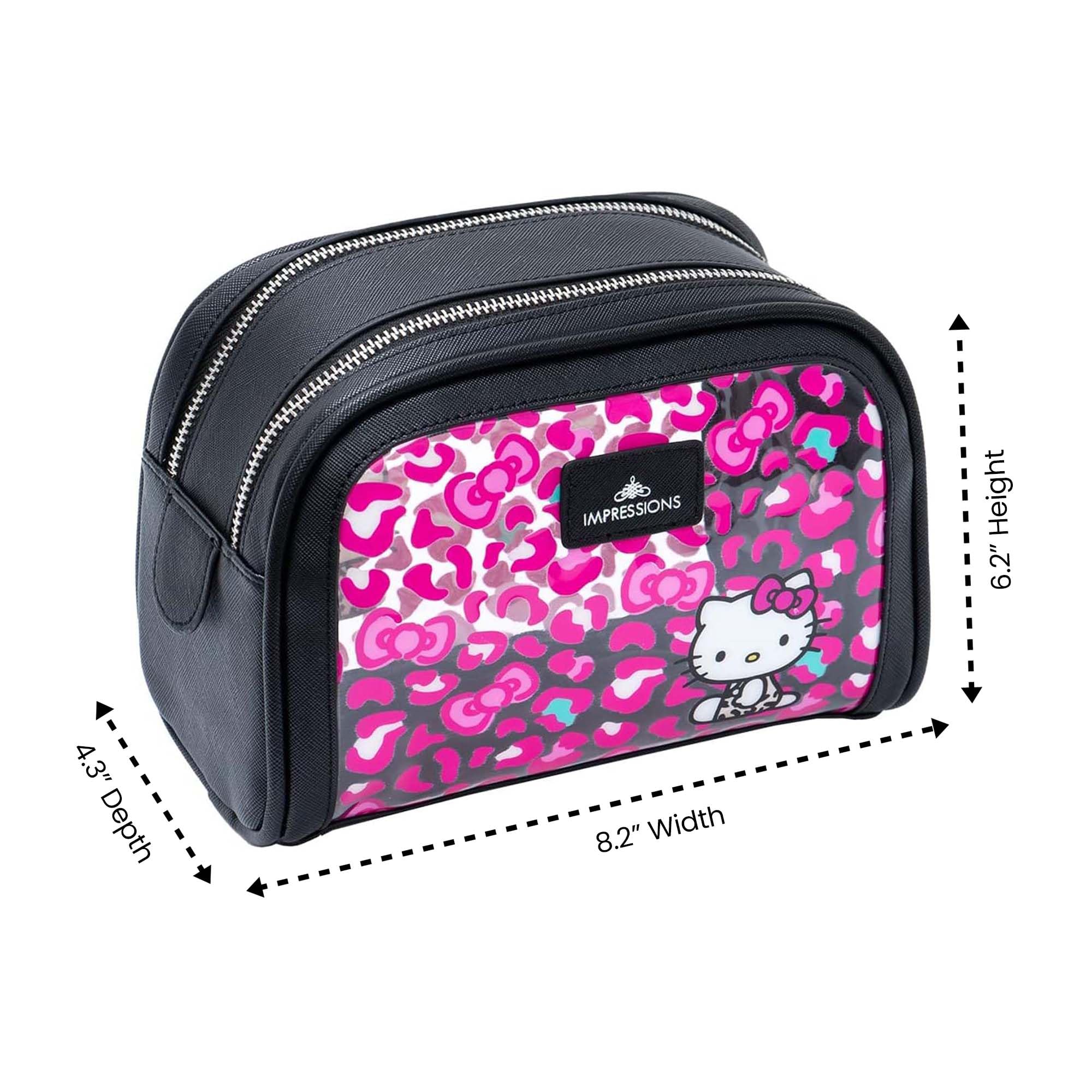 Hello Kitty Travel Makeup Bag with Removable Divider & Double Zipper Pockets, Waterproof Cosmetic Organizer for Brushes & Toiletries, Pink - Perfect for Travel, Gym & Daily Use
