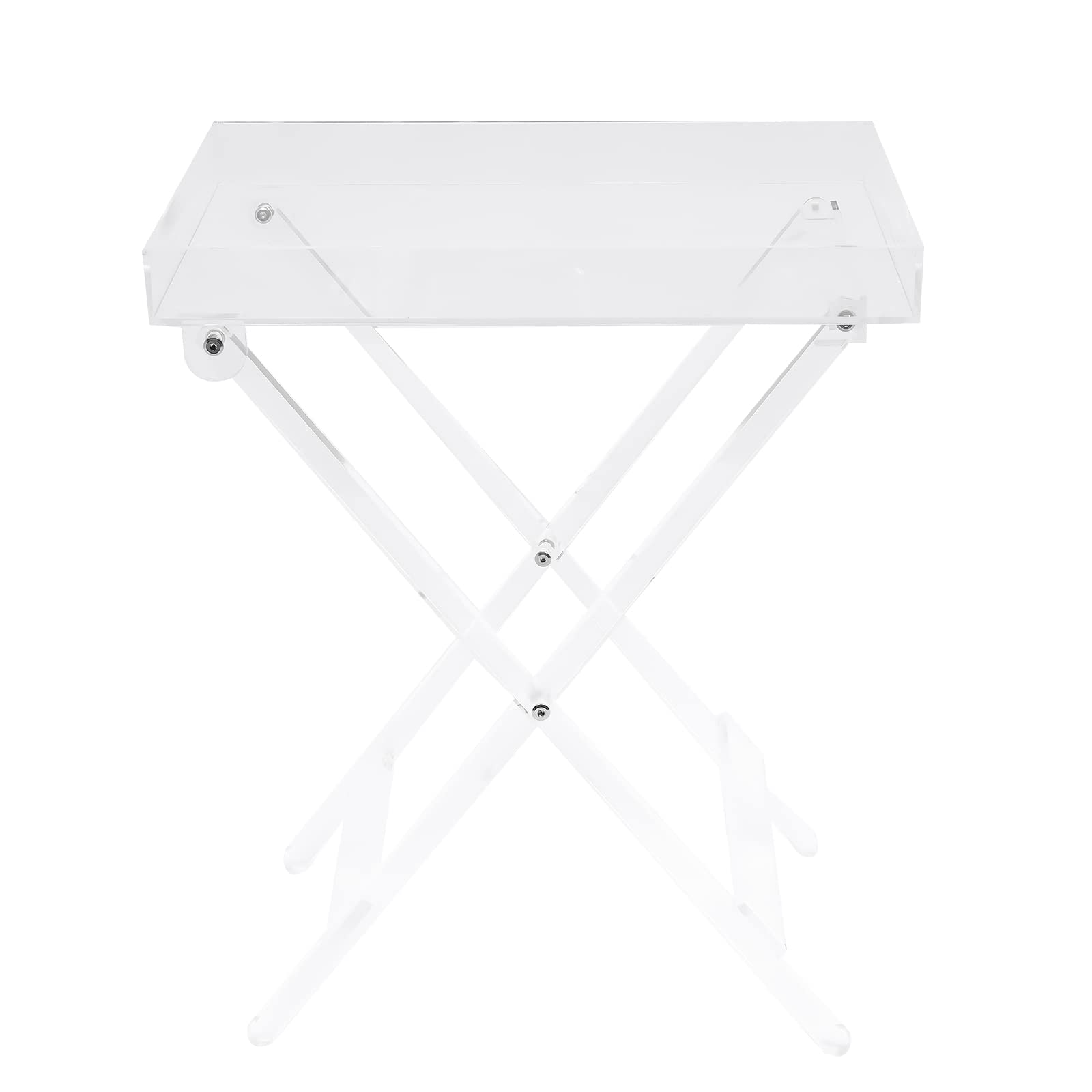 Clear Acrylic Folding Table - 20kg Capacity Rectangle Tray Table for Sofa, Bed, Office | Portable TV Tray, Laptop Desk & Snack Table | Indoor & Outdoor Use for Dining, Working & Relaxing