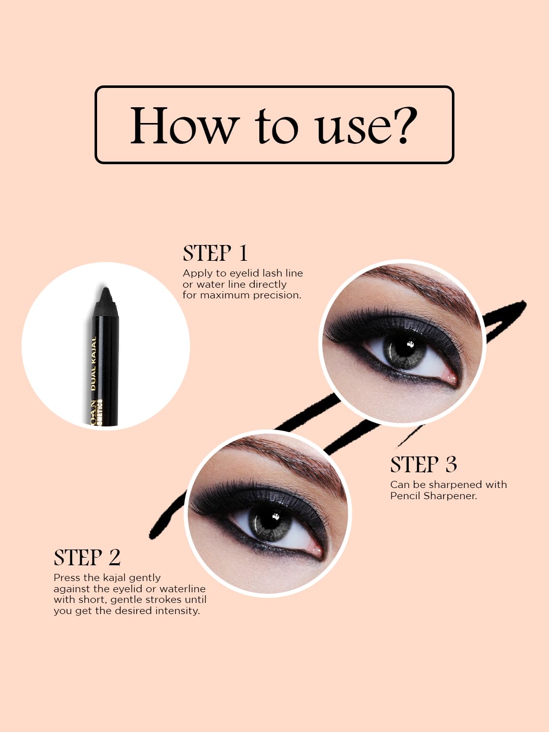 Shryoan Black Kajal & Eyeliner Set - Waterproof Smudge-Proof Kohl Pencil for Perfect Eye Makeup | Ideal for Daily Use, Parties, and Special Occasions