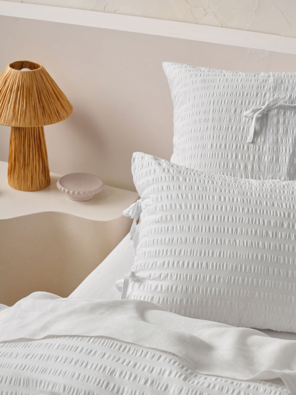 Linen House Ferrara White Duvet Cover Set - Luxury Bedding for Master Bedroom & Guest Room, Soft & Breathable Cotton Blend