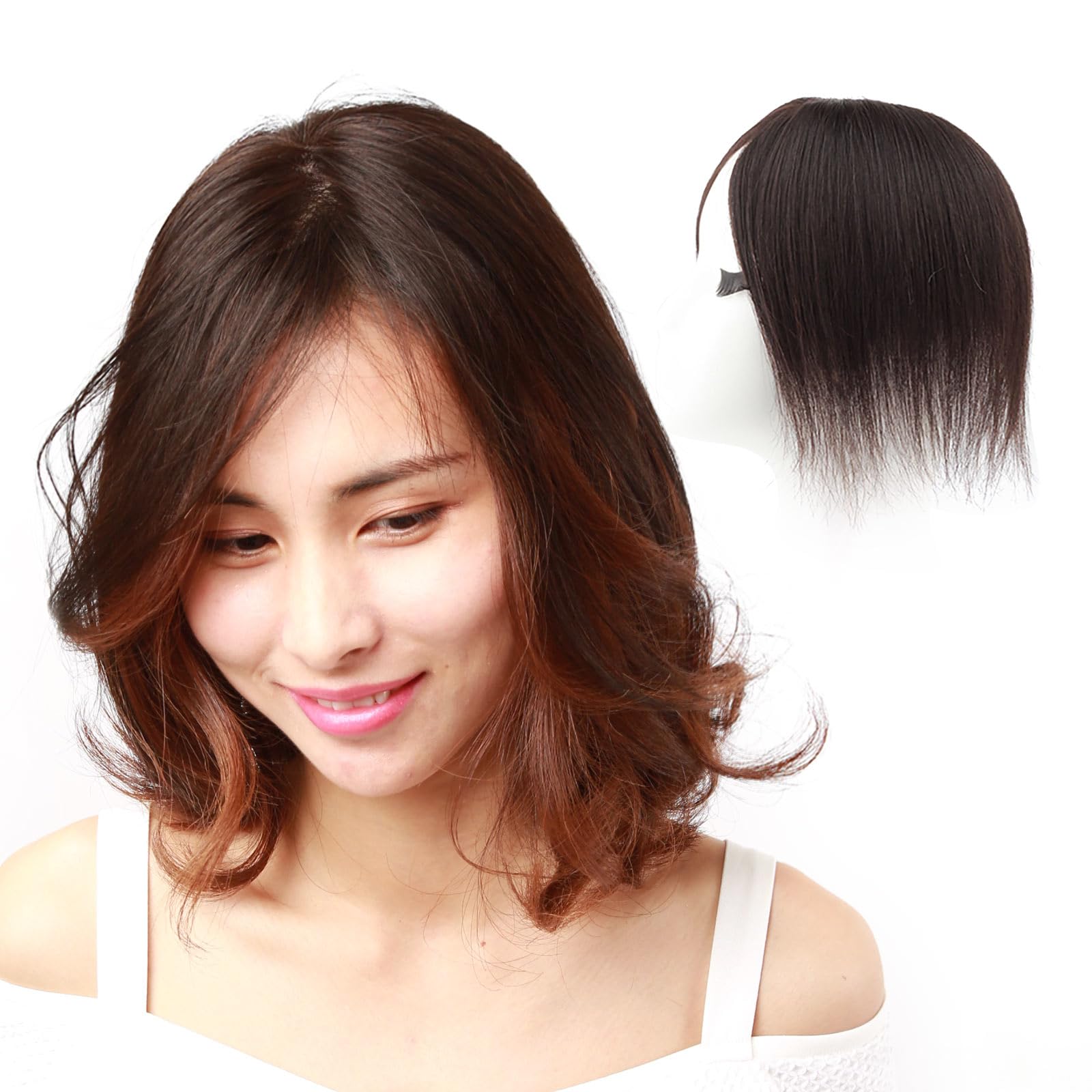 100% Human Hair Topper for Women - Handmade Clip-In Hair Piece for Thinning Hair & Hair Loss | 20CM BL Natural Black | Perfect for Daily Wear, Special Occasions & Hair Volume Boost