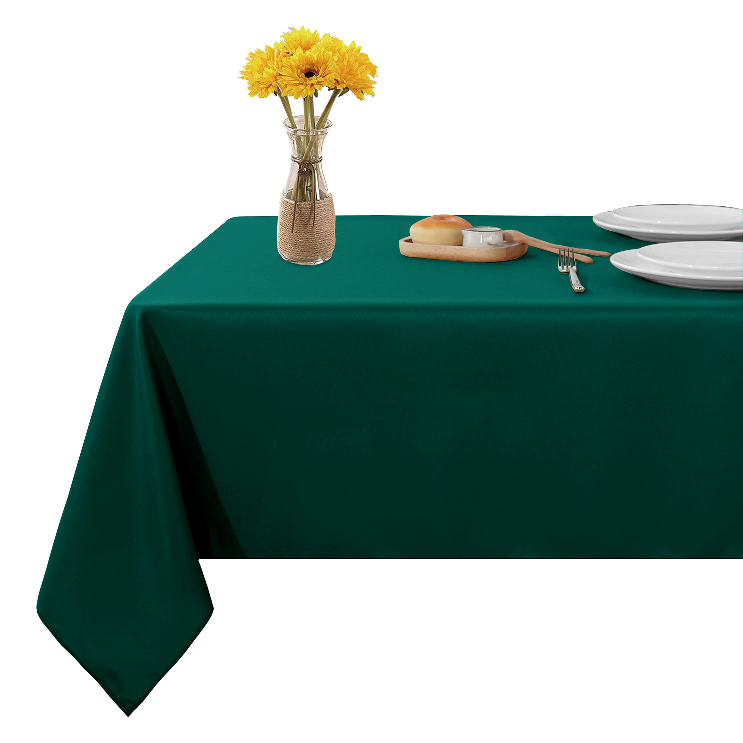 Fitable Rectangle Tablecloth 70x120 Inch - Stain & Wrinkle Resistant Washable Polyester Table Cover - Decorative Fabric for Dining Tables, Buffet Parties, Camping - Green | Perfect for Indoor & Outdoor Gatherings