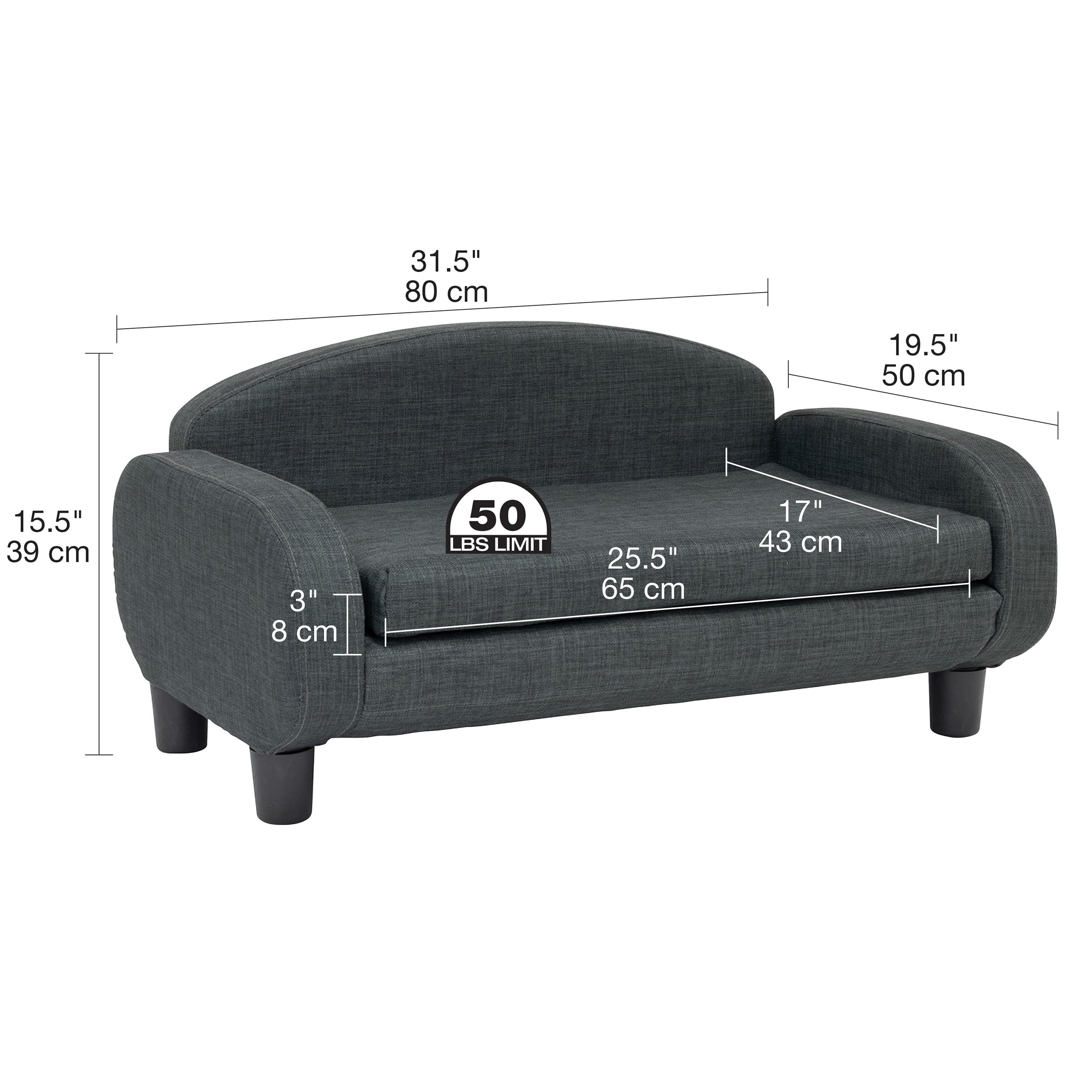 Paws & Purrs Modern Pet Sofa - 31.5 Inch Wide Low Back Dog Cat Bed with Removable Washable Cover (Espresso/Gray) - Perfect for Living Room, Bedroom & Pet-Friendly Spaces