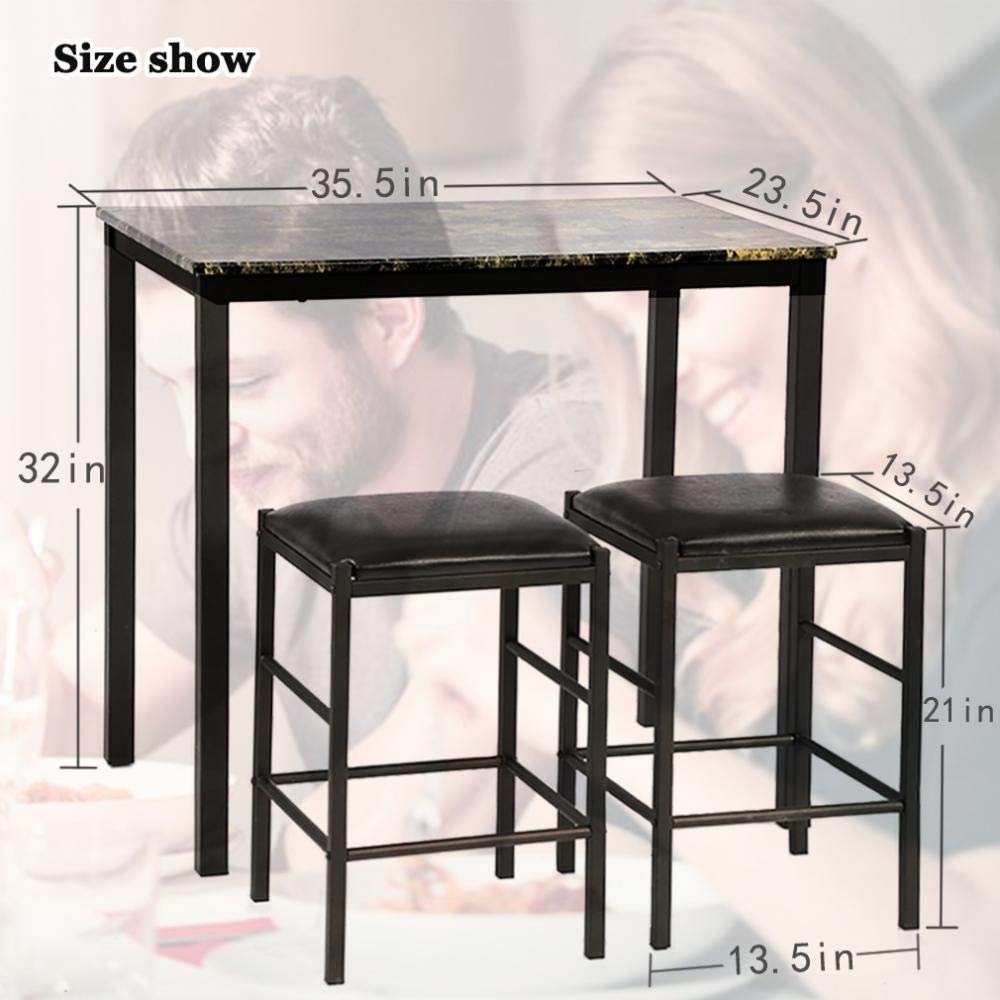 Modern Marble Rectangular Dining Table & Chairs Set for Small Spaces - Easy to Clean Kitchen Table with Sturdy Chairs - Perfect for Apartments, Breakfast Nooks and Cozy Family Meals