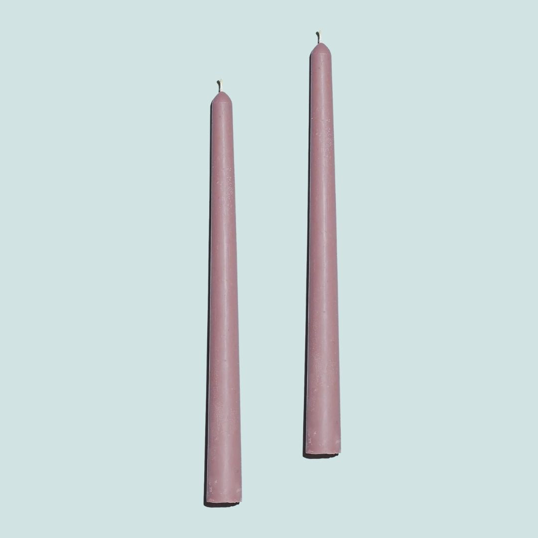 Natural Beeswax & Soy Blend Taper Candles - Eco-Friendly Mauve Colored Candles for Romantic Dinners, Wedding Decor & Relaxing Aromatherapy