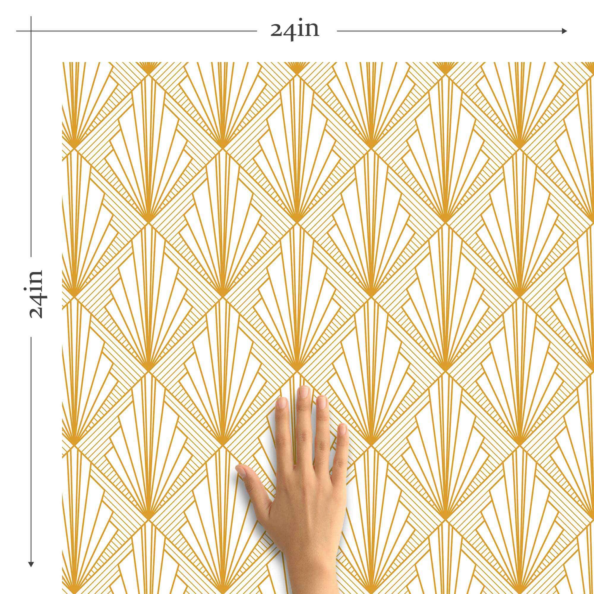 Yellow Sunburst Peel and Stick Removable Wallpaper 6094 - Self-Adhesive Wall Decor for Bedroom, Living Room & Nursery - Easy to Apply & Remove