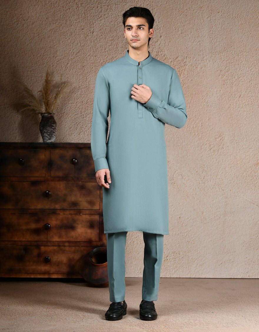 Stylish Blended Blue Kurta Trouser by J. Junaid Jamshed - Perfect for Casual Wear, Festivals & Special Occasions