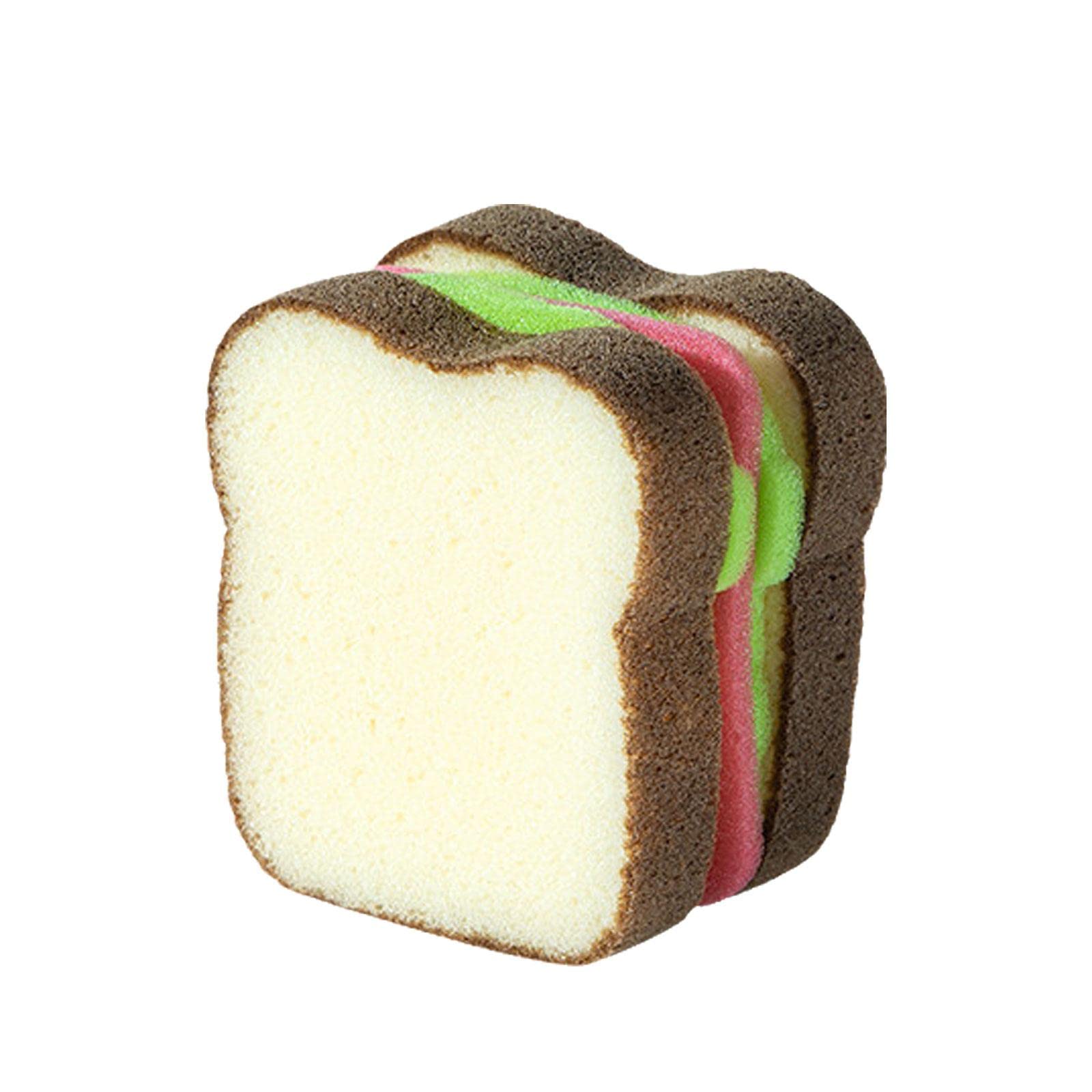 Heavy Duty Scrub Sponges for Kitchen - Thickened Toast Shape Cleaning Sponge with Sandwich Design - Cute Dish Washing Scrubber for Deep Cleaning Pots, Pans & Dishes - Perfect for Daily Kitchen Cleaning and Tough Stain Removal