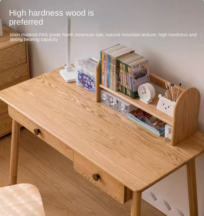 Solid Oak Adjustable Study Desk for Kids - Sturdy Kraft Table with Height Adjustment - Perfect for Homework, Drawing & Online Learning