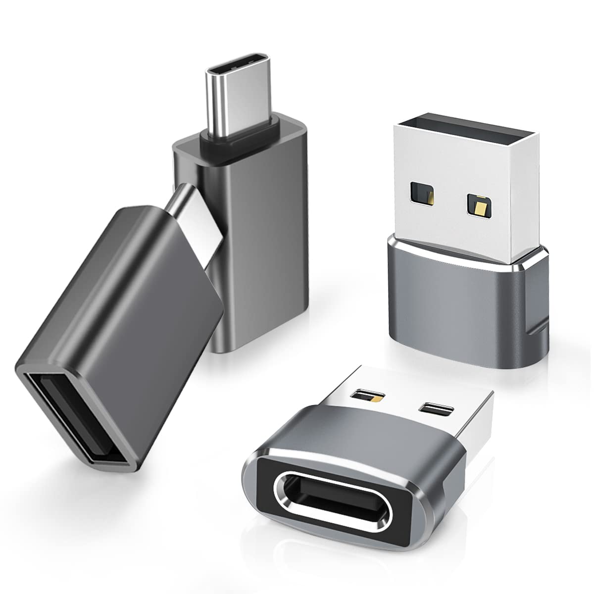 4-Pack USB-C to USB 3.0 Adapter - Thunderbolt 4 Compatible Type A OTG Converter for iPhone 16/15/Plus/Pro/Max, iPad Mini 7, MacBook, Apple Watch 10/9/8, Samsung Galaxy S24/S23 - Fast Charging & Data Transfer for Home, Office & Travel