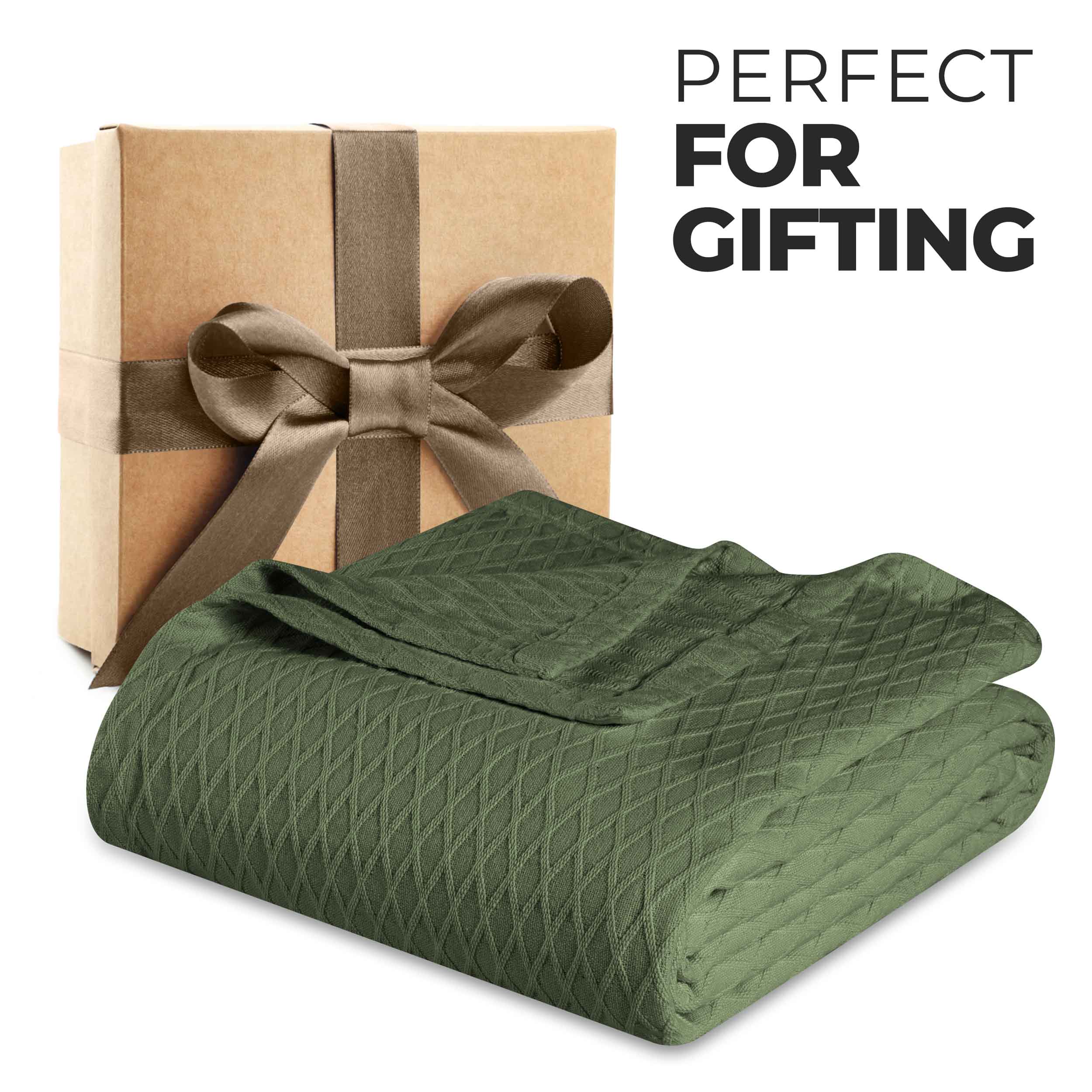Premium Cotton All-Season Diamond Pattern Bed Blanket & Sofa Throw - Soft Cozy Blanket for Bedroom, Living Room, Travel and Gift Giving