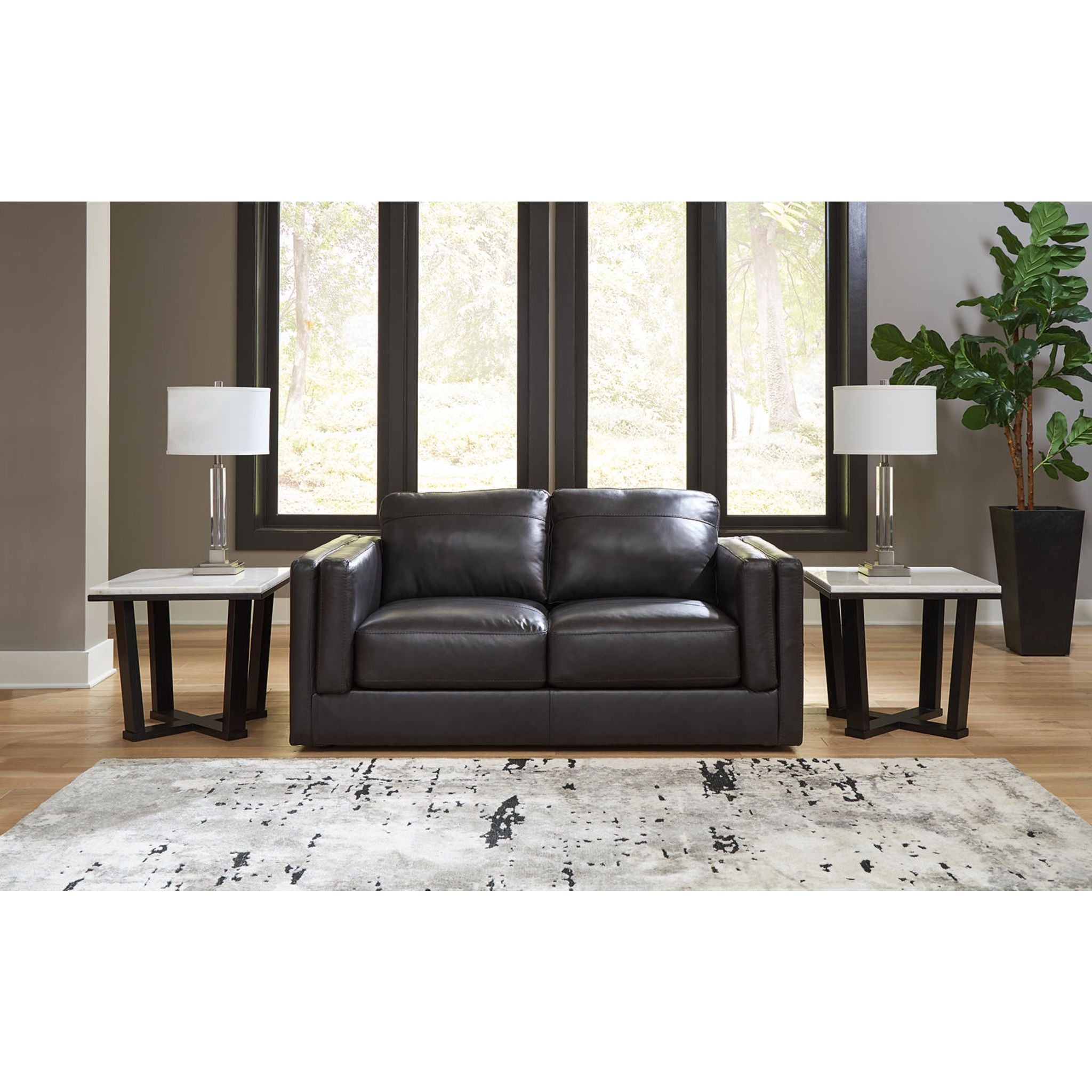 Amiata Loveseat Sofa - Modern Onyx Black Small Couch for Living Room, Apartment, Lounge & Office | Comfortable 2-Seater with Sturdy Frame