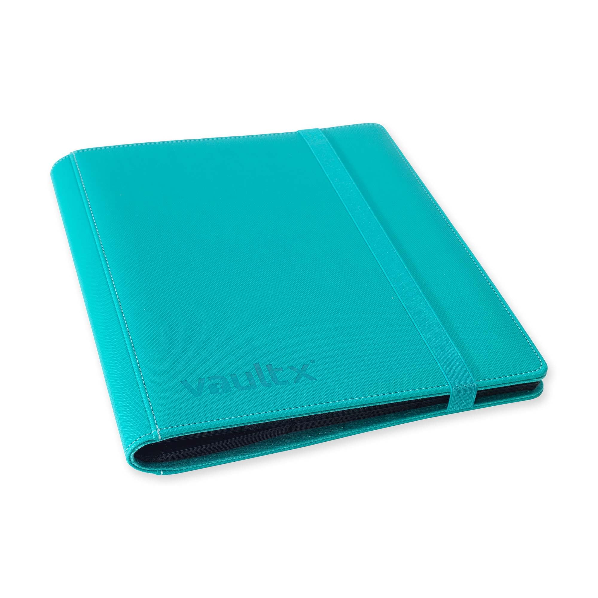 Vault X Premium Exo-Tec Strap Binder - 9 Pocket Trading Card Album with 360 Side Loading Pockets - Secure TCG Card Holder for Pokemon, MTG & Sports Cards (Teal) - Perfect for Collectors, Tournaments & Storage