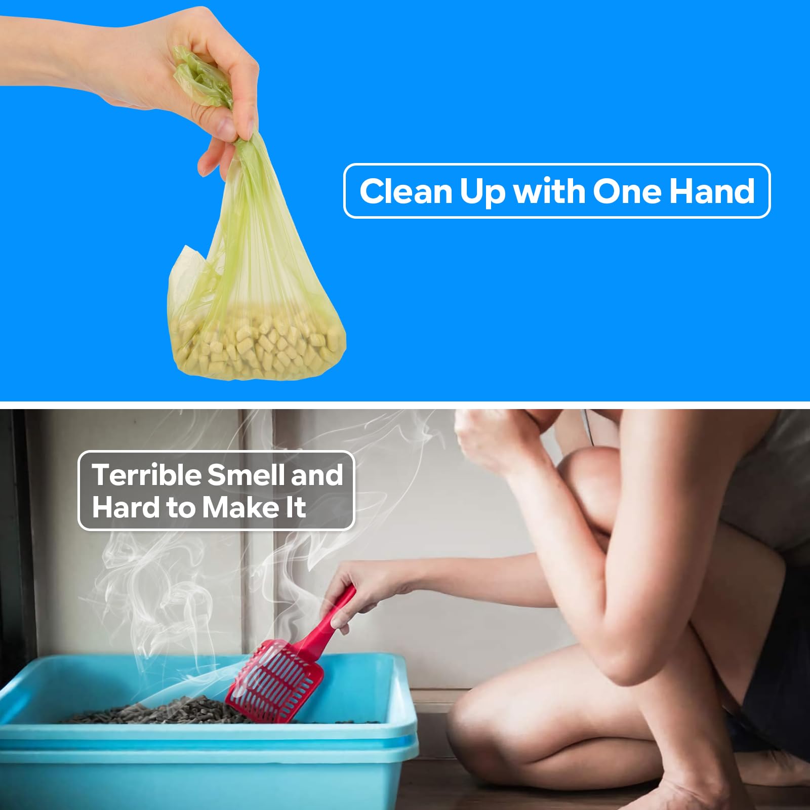 Upgraded Cat Litter Scooper with Holder - Includes Waste Can & 150 Count Litter Bags - Durable Portable Litter Shovel for Easy Cleanup - Perfect for Home, Travel & Multi-Cat Households