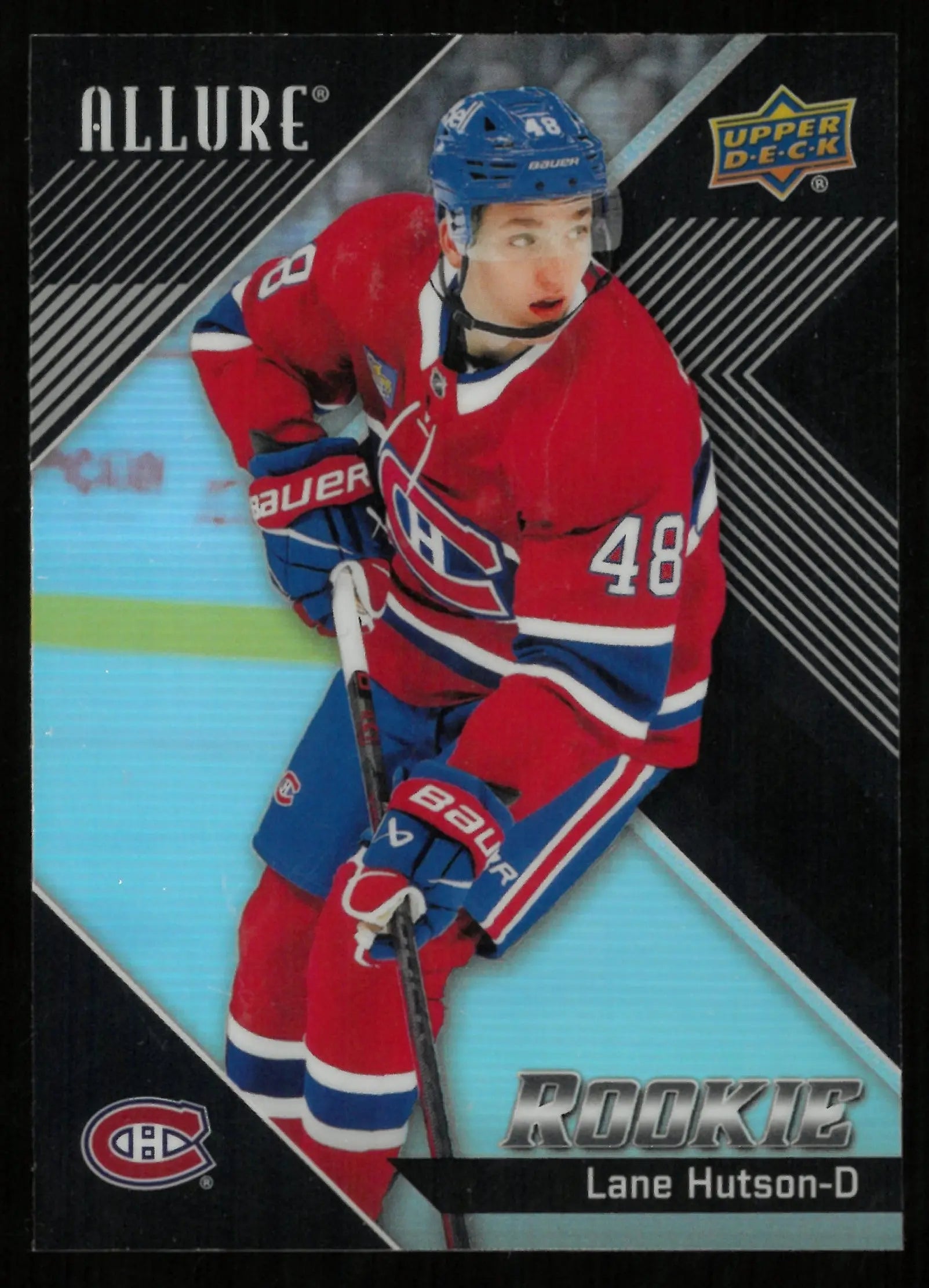 2024-25 Upper Deck Allure Hockey Lane Hutson Rookie Card Black Rainbow - Collectible Sports Trading Card for NHL Fans & Memorabilia Collectors