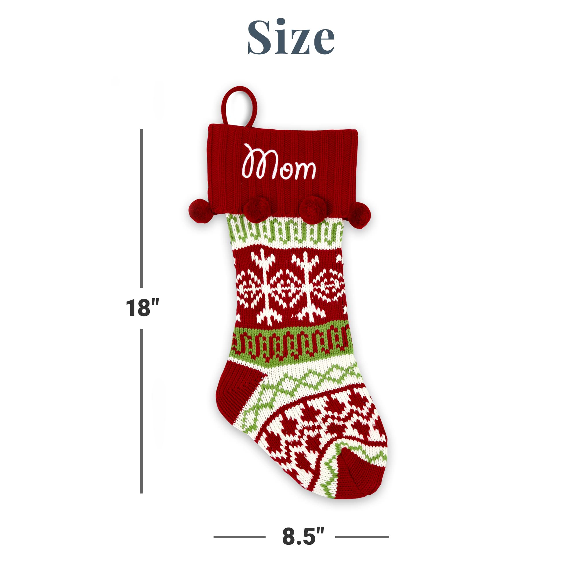 Custom Embroidered Red Snowflake Knit Family Christmas Stockings - Personalized Holiday Decor for Fireplace Mantel & Gift Exchange