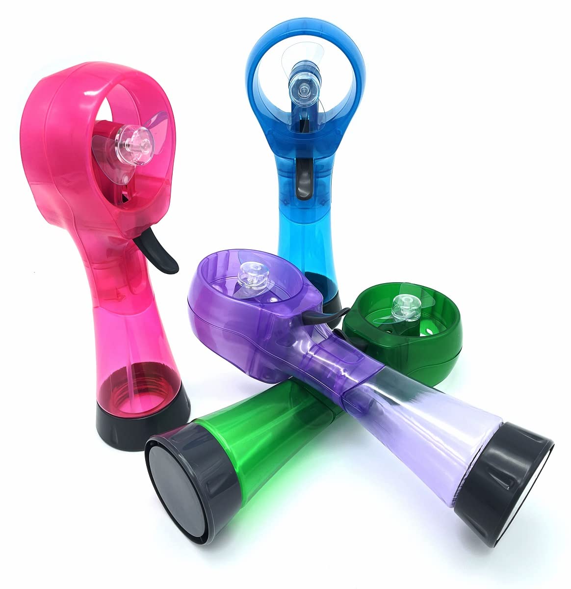 Portable Handheld Water Misting Fan - Battery Operated Cooling Fan for Outdoor, Patio, Camping & Travel - 3 Pack (Green, Purple, Sky Blue) - Perfect for Backyard BBQ, Beach Days & Summer Activities
