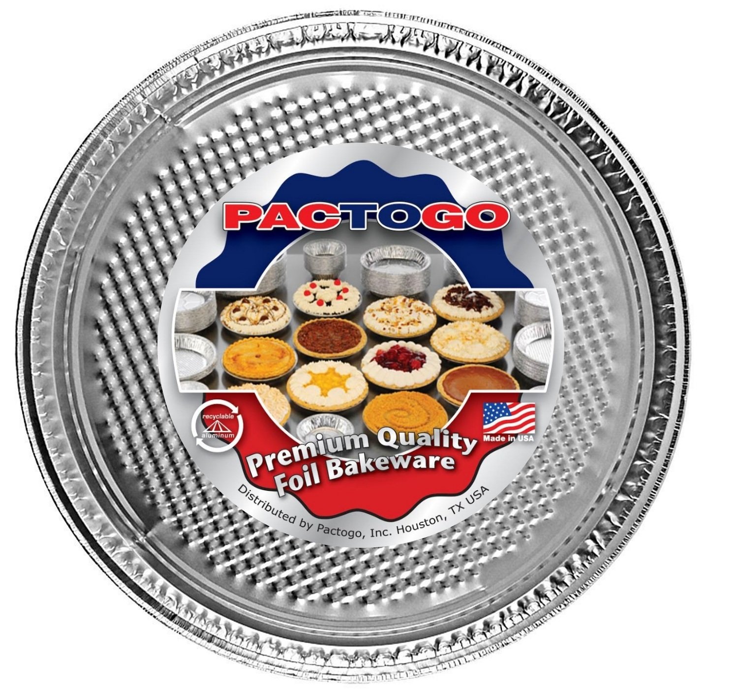 PACTOGO 12-Inch Round Aluminum Foil Pizza Pans - Disposable Waffle Bottom Baking Sheets for Pizza, Cookies & Pastries - Made in USA (Pack of 50) - Perfect for Home Baking, Parties & Restaurant Use
