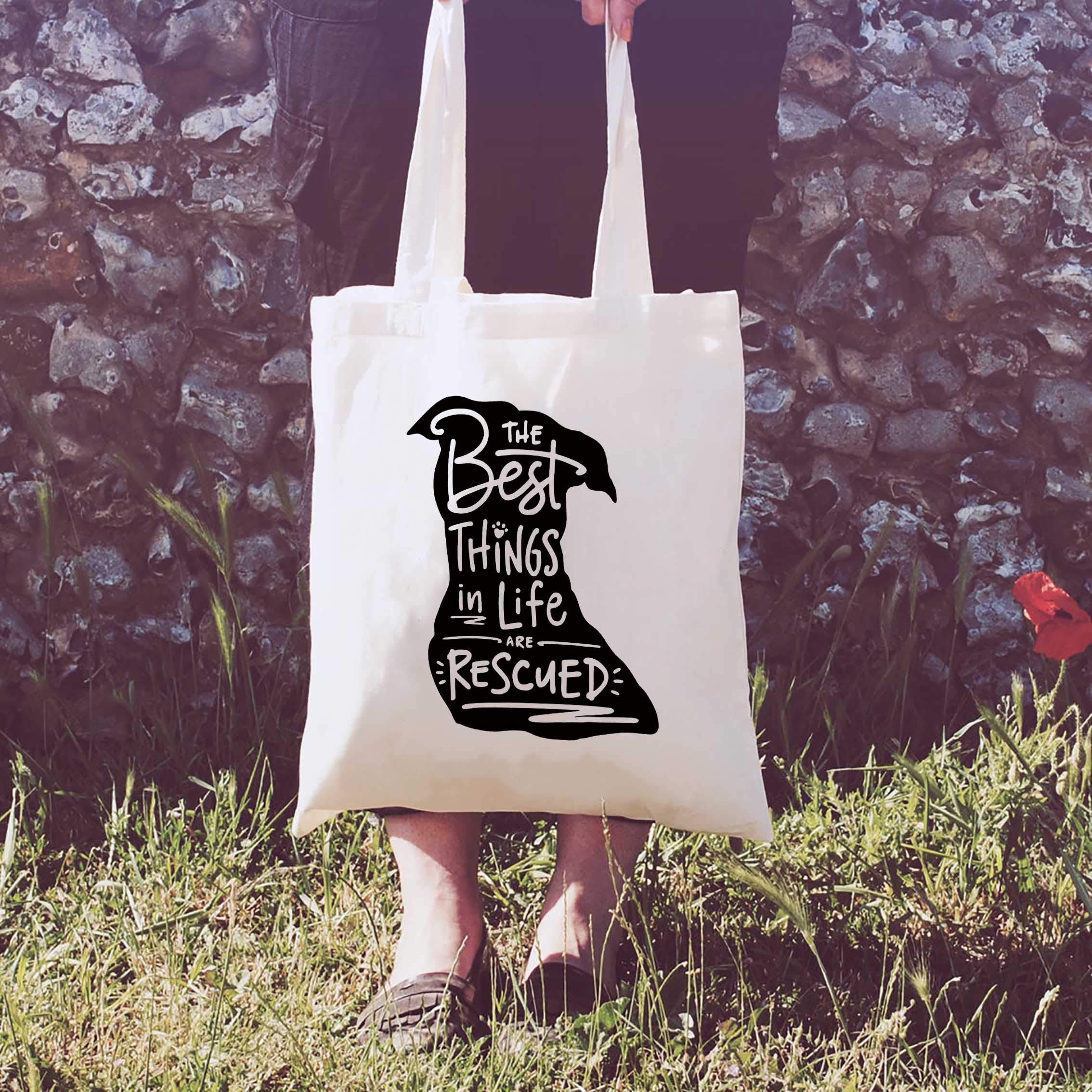 LIBIHUA Pet Dog Travel Bag - Rescue Dog Mom Gift, Shoulder Tote Bag for Dog Supplies - Best Things in Life Are Rescued - Perfect for Travel, Shopping & Outdoor Adventures