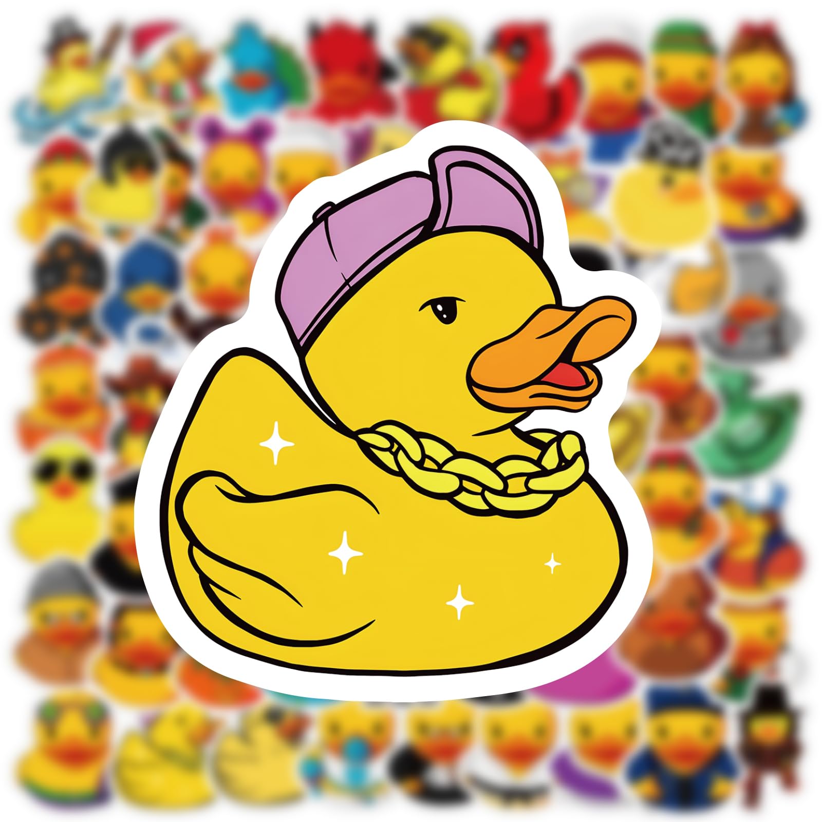 69Pcs Cute Rubber Duck Waterproof Stickers Pack - Kawaii Animal Vinyl Decals for Water Bottles, Laptops, Skateboards | Durable Adhesive for DIY Crafts, School Supplies, Kids Room Decor & Party Favors