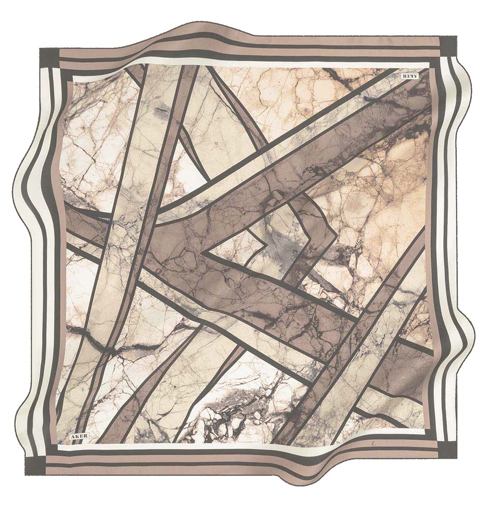 Aker Silk Cotton Patterned Square Scarf #8026 411 - Stylish Fashion Accessory for Women, Perfect for Office, Party & Travel Outfits