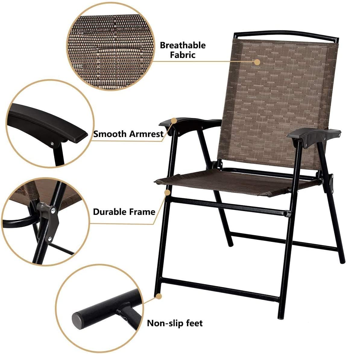 LUARANE 3-Piece Outdoor Bistro Set - Folding Patio Table & 2 Chairs with Textured Glass Top - Perfect for Balcony, Porch, Backyard, Garden & Small Outdoor Spaces | Ideal for Morning Coffee, Relaxing & Entertaining Guests