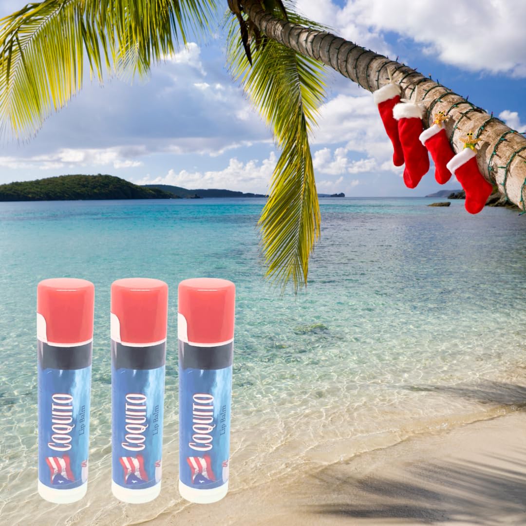 Coquito Lip Balm 3 Pack - All-Natural Coconut, Vanilla & Cinnamon Lip Care | Hydrating Lip Balm for Dry & Chapped Lips | Tropical Holiday Flavor, Long-Lasting Moisture | Perfect for Winter Care, Travel & Gifts