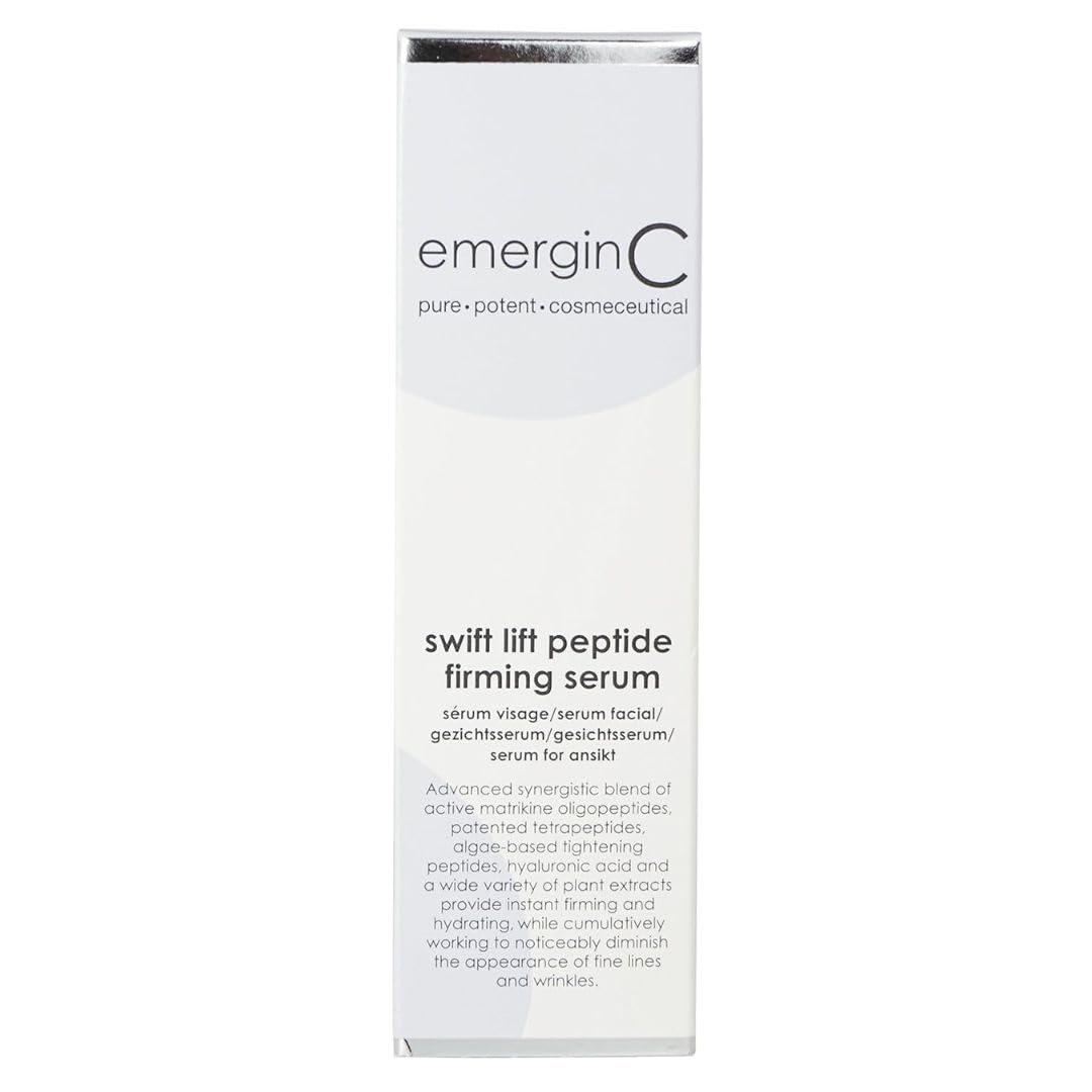 emerginC Swift Lift Peptide Firming Serum - Anti-Aging Face Serum with Hyaluronic Acid & Plant Extracts - Reduces Wrinkles & Fine Lines - 1 fl oz (30ml) for Daily Skincare Routine & Nighttime Use