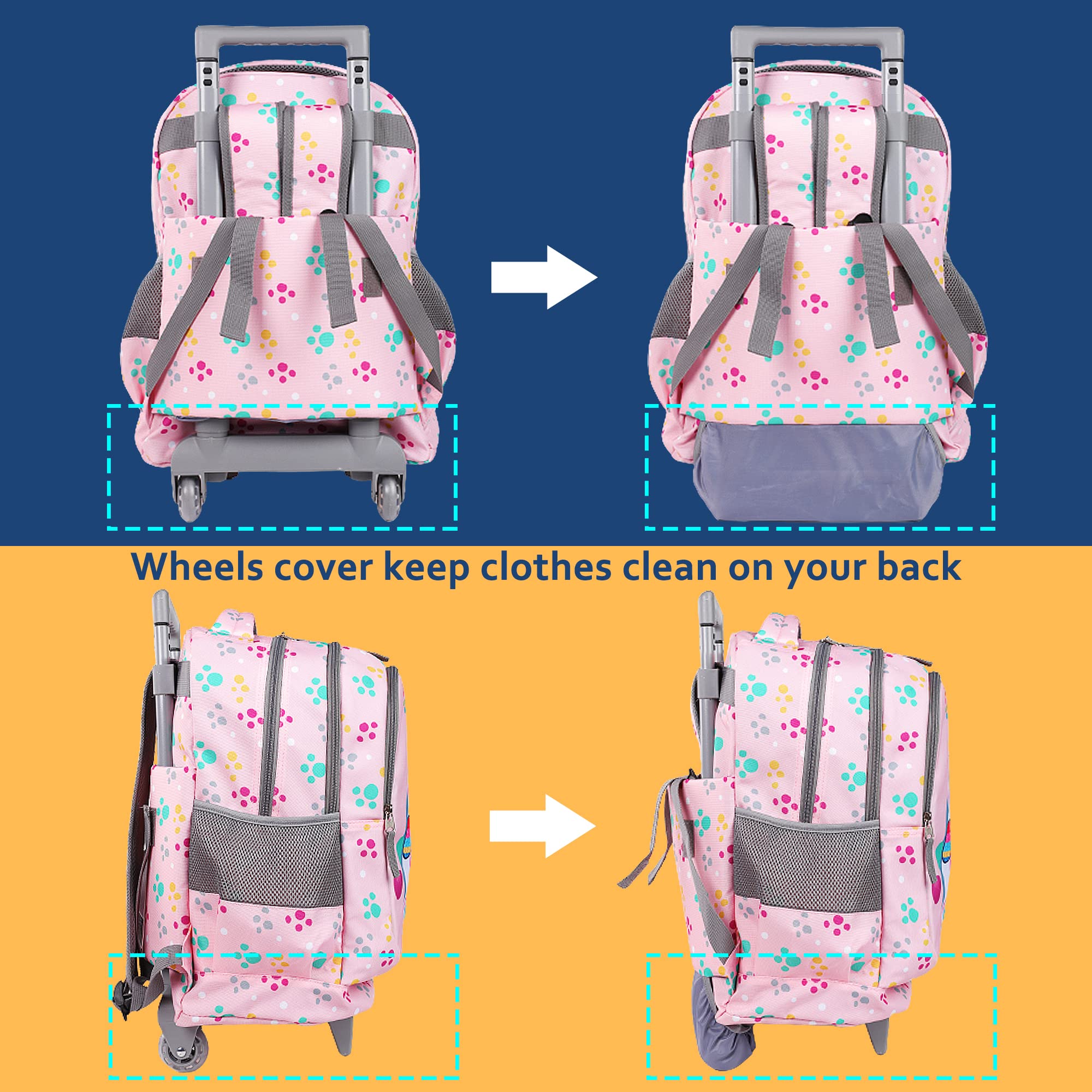 Seastig 18in Rolling Backpack for Kids - Wheeled School Backpack with Double Handle & Wheels - Perfect for School, Travel, and Daily Commute