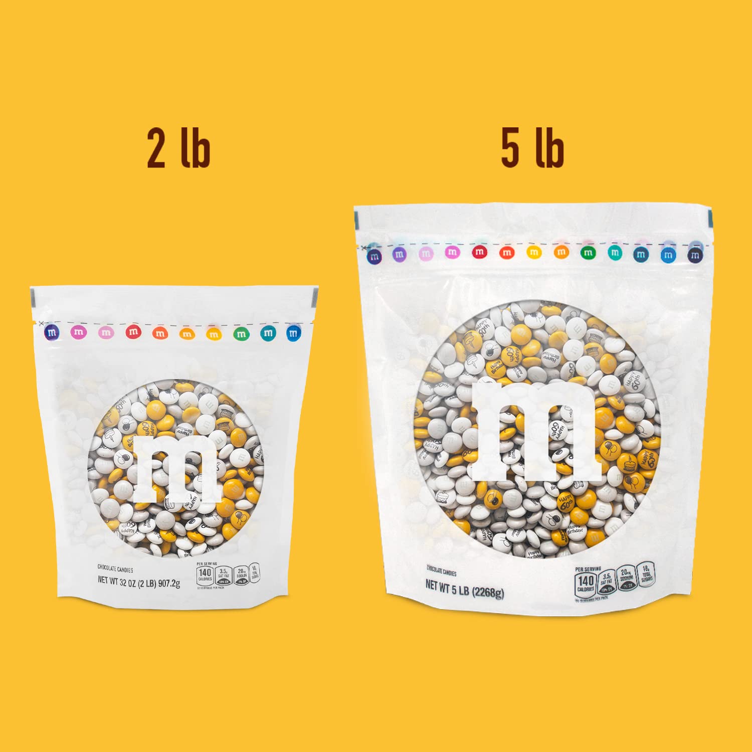 M&M'S Milk Chocolate Bulk Candy - 5lb Happy 60th Birthday Gift with Printed Clipart | Perfect for Birthday Parties, Cupcake Toppings, Over The Hill Decorations & Cake Decorations | Great for Party Favors, Gift Bags & Celebration Events