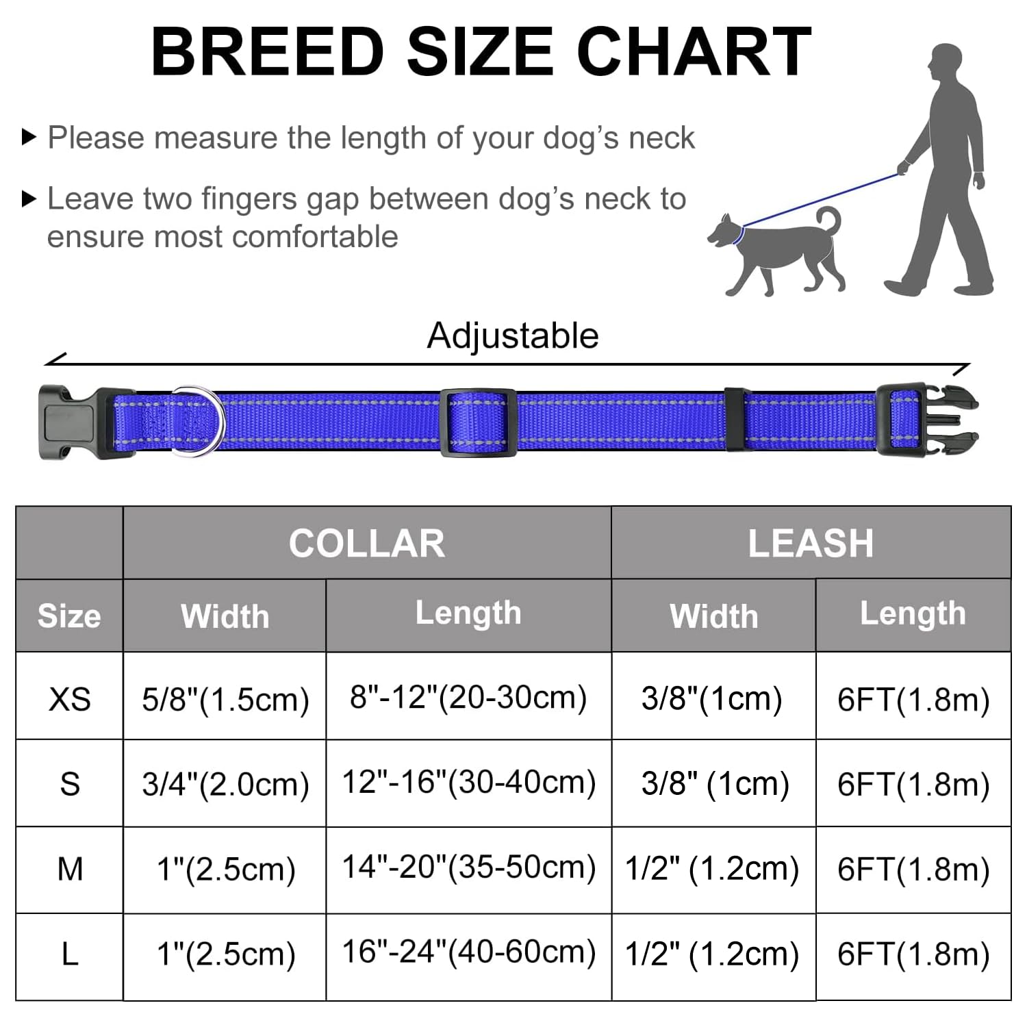 **Dynmeow Reflective Dog Collar and Leash Set - 6FT Strong Climbing Rope Leash with Padded Handle, Adjustable Pet Collar with Soft Neoprene Padding for Small Dogs & Puppies - Navy Blue (XS) - Perfect for Night Walks, Hiking & Outdoor Adventures**