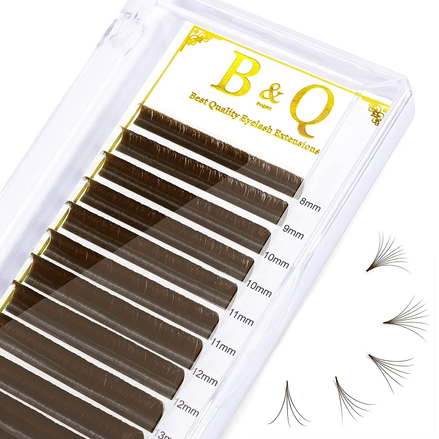 B&Q LASH Brown D-0.07 20-25mm Mixed Color Volume Eyelash Extensions - Easy Fan Lashes with C/D Curl for Salon & Professional Use | Perfect for Bridal, Party & Special Occasion Makeup