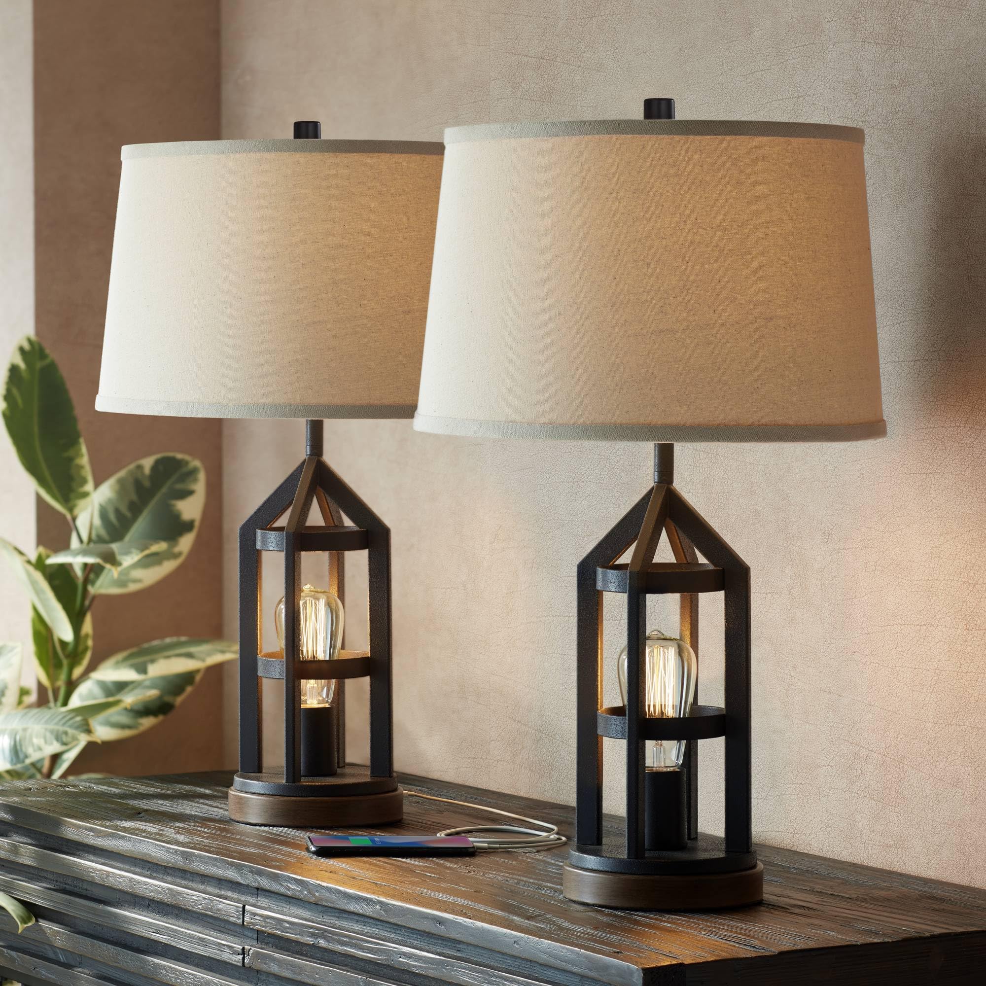 Franklin Iron Works Lucas Western Table Lamps Set of 2 - 26