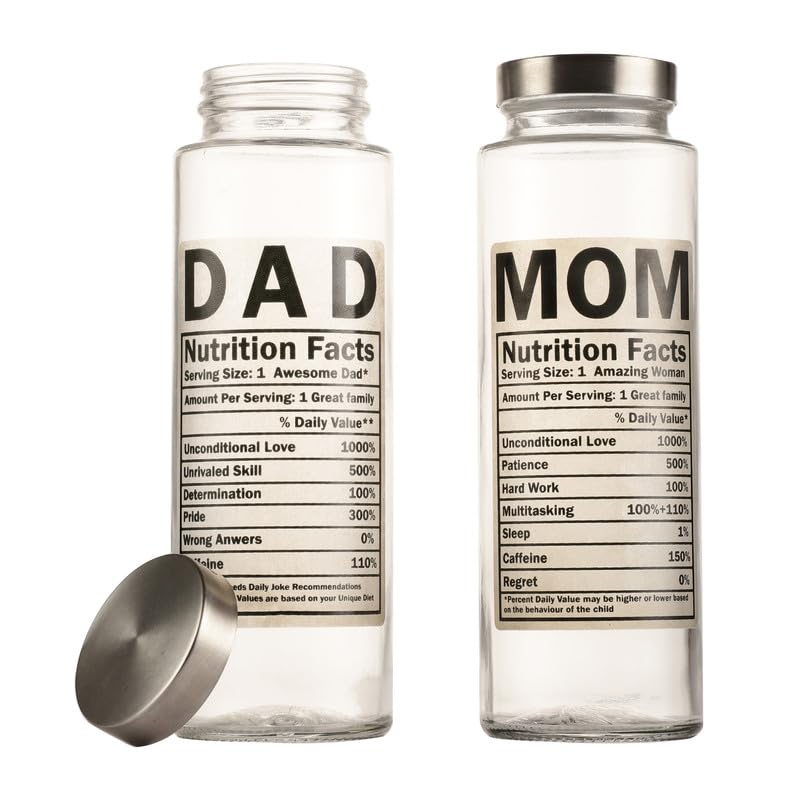 EK DO DHAI Leak Proof Glass Water Bottle Set of 2 - 500ml Round Transparent Food Grade Bottle for Mom & Dad | Ideal for Fridge Storage, Milk, Smoothies, Juice | Perfect Travel Companion for Workouts, Hiking & Daily Commute