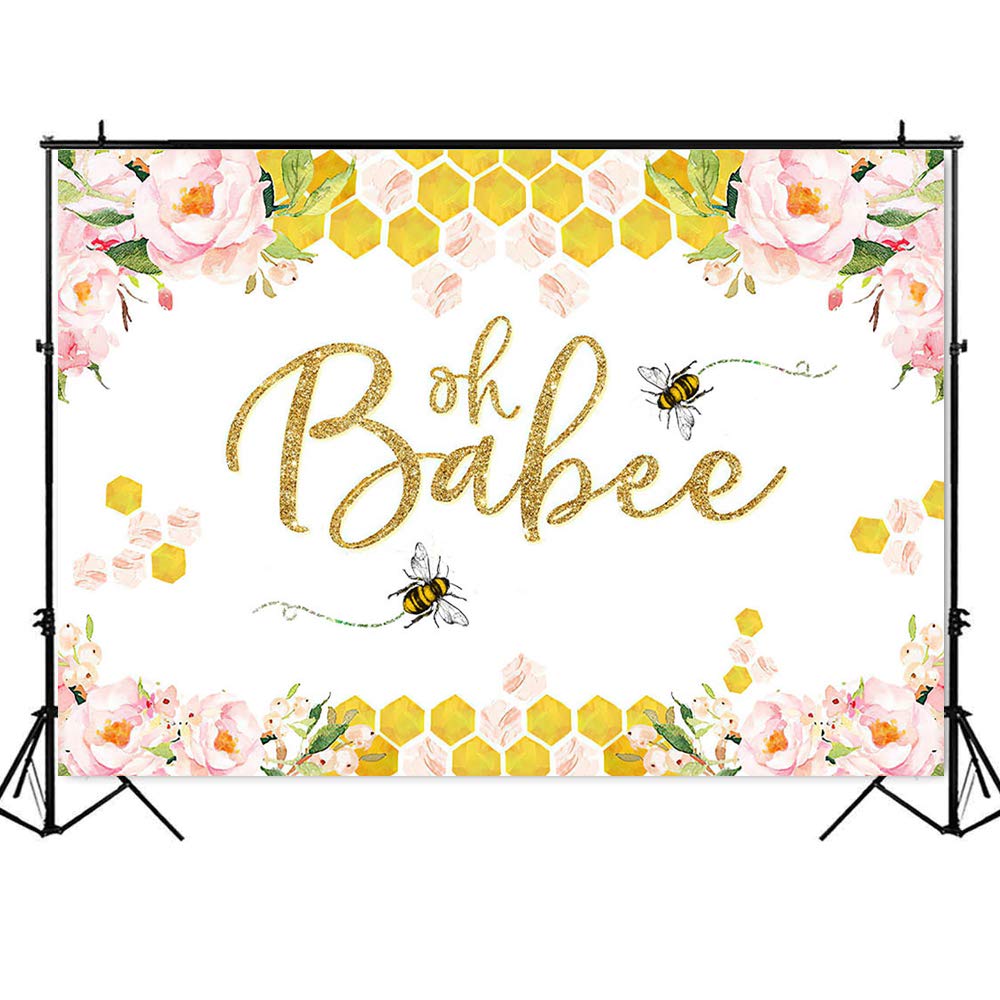 Avezano Bee Baby Shower Backdrop - 7x5ft Yellow Floral Honeycomb Photography Background for Baby Shower Party Decorations | Perfect for Gender Reveals, First Birthday Parties & Nursery Photo Shoots