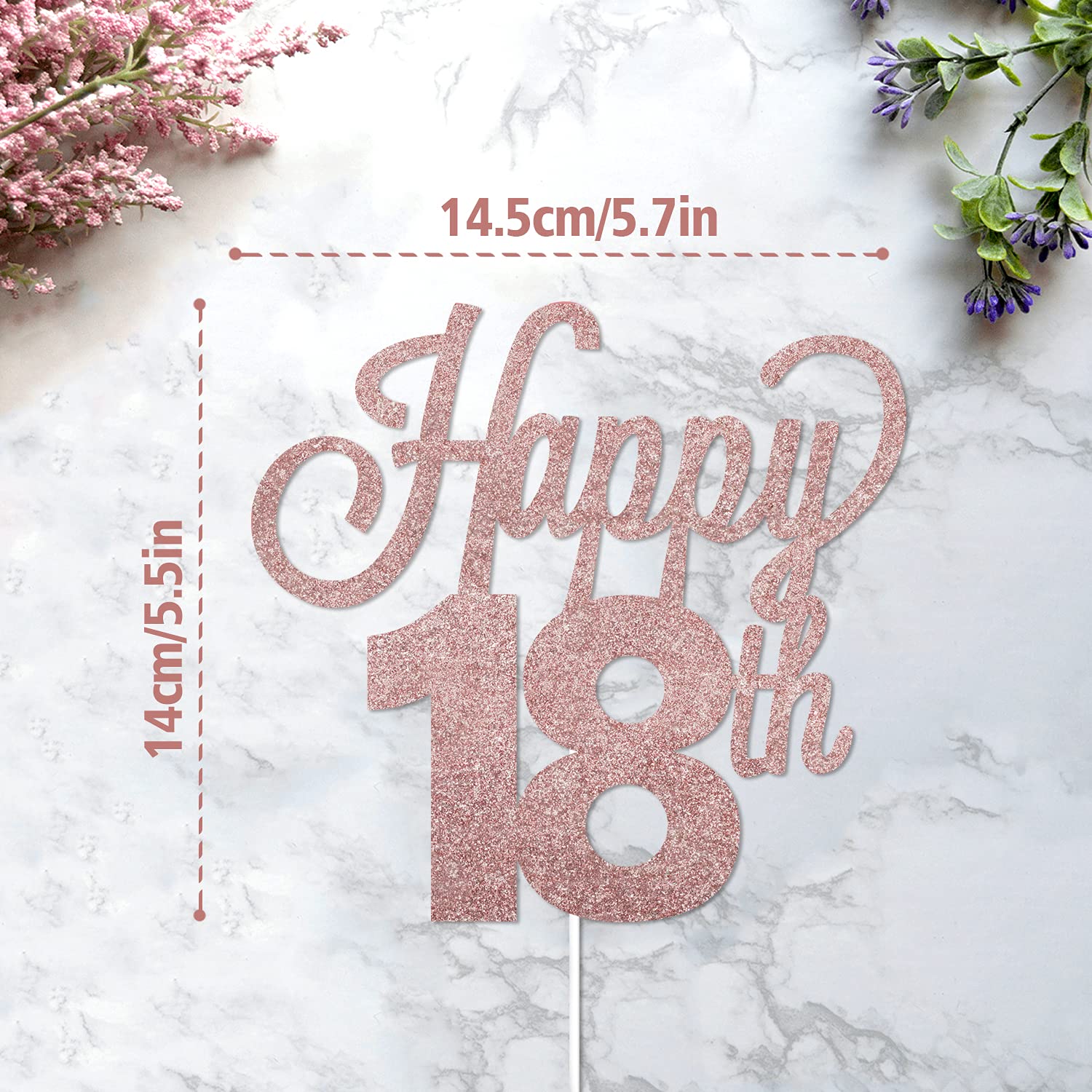 Happy 18th Birthday Cake Topper - Cheers to Eighteen Years Old Party Decorations - Perfect for Milestone Birthday Cakes, Sweet 16 to 18 Celebrations & Coming of Age Parties