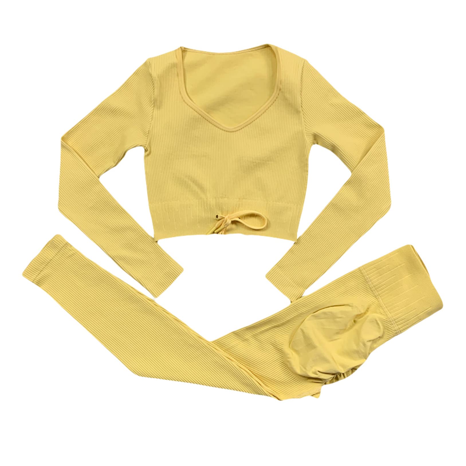 Seamless Yoga Outfit for Women - Long Sleeve Workout Top & High Waist Running Leggings | Gym Clothes Set for Yoga, Pilates & Fitness Training