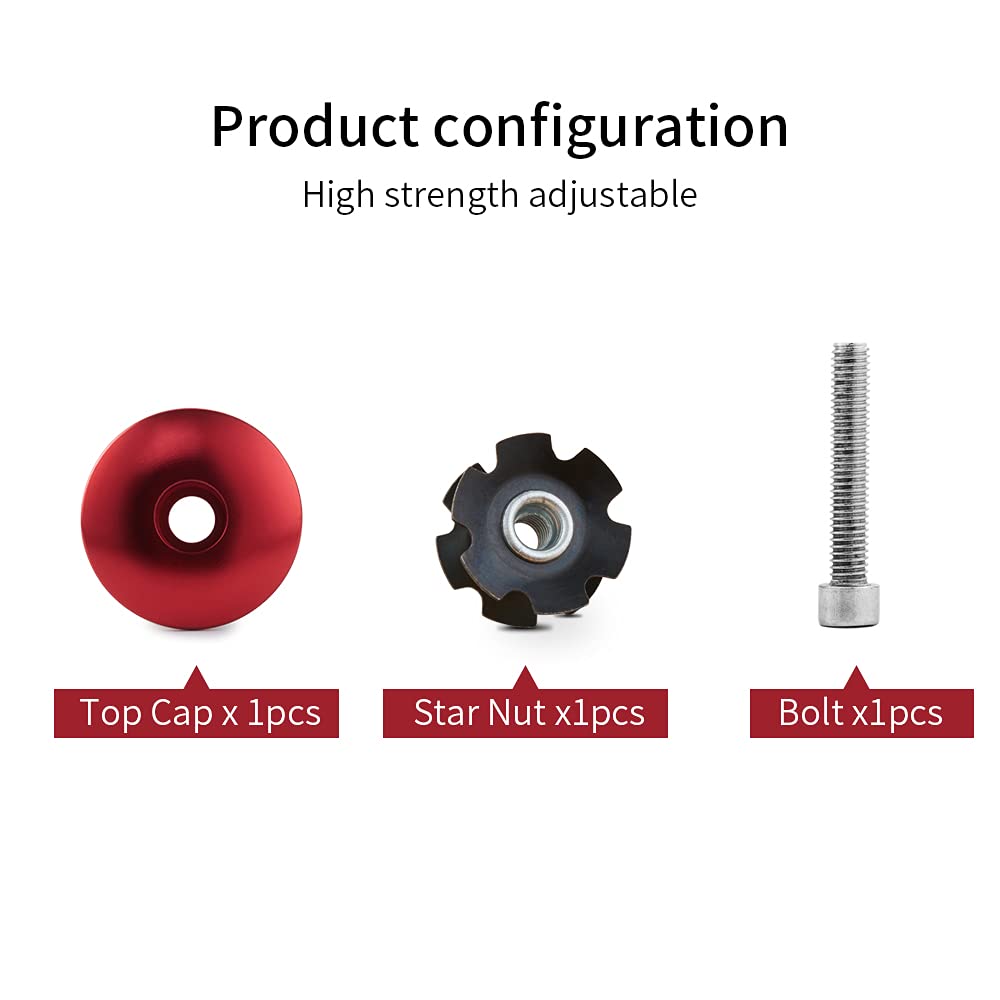 Carbon Fiber Bicycle Headset Spacer 1-1/8 inch 28.6mm with Stem Top Cap, Headset Star Nut & Titanium Bolt - Lightweight Aluminium Alloy MTB Road Bike Spacer Kit for Smooth Riding & Easy Installation