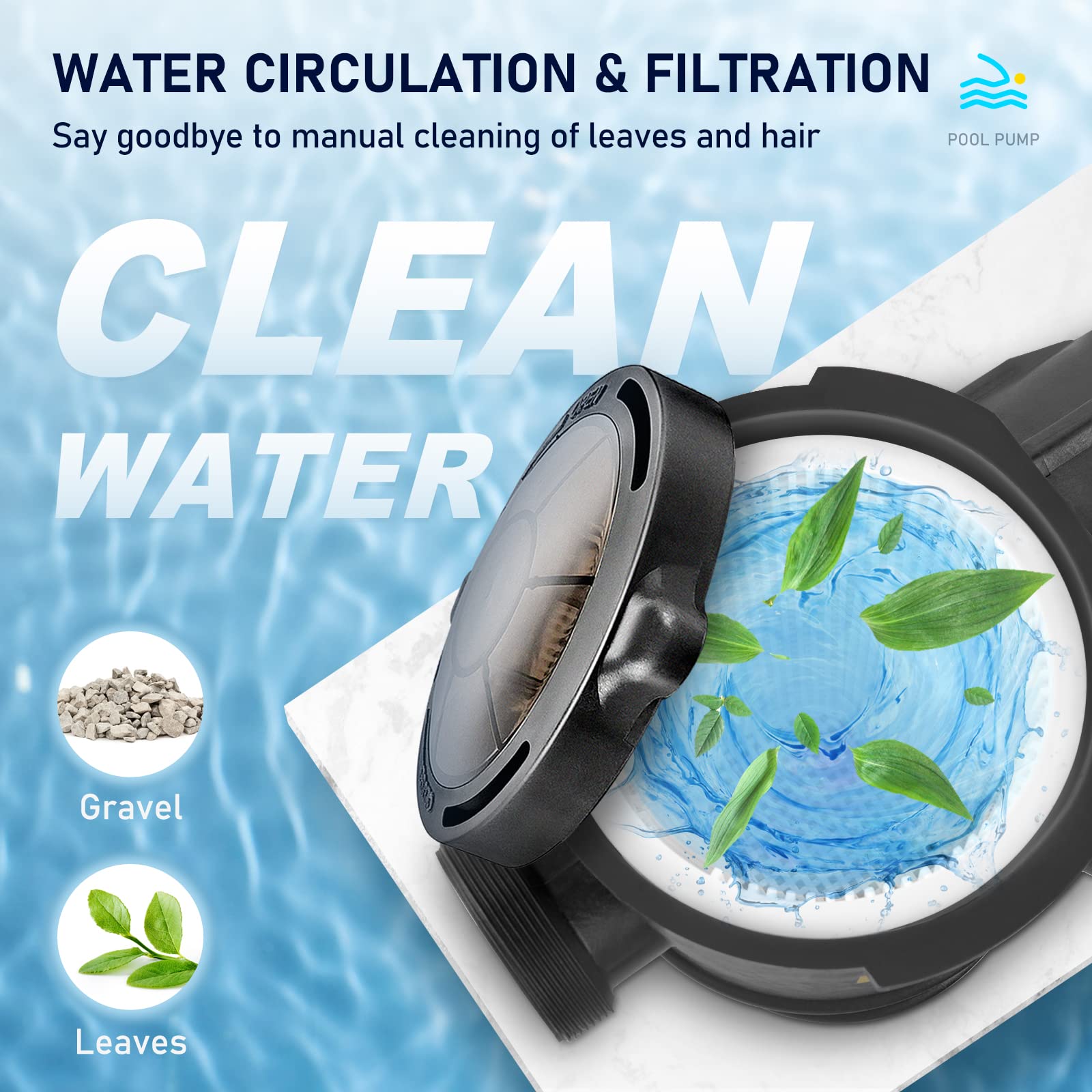 VEVOR 1.5HP 115V 1100W Above Ground Swimming Pool Pump - Single Speed, Powerful 5280 GPH Max Flow with Strainer Filter Basket, ETL Certified - Perfect for Inground & Above Ground Pools, Backyard Water Features & Pool Maintenance