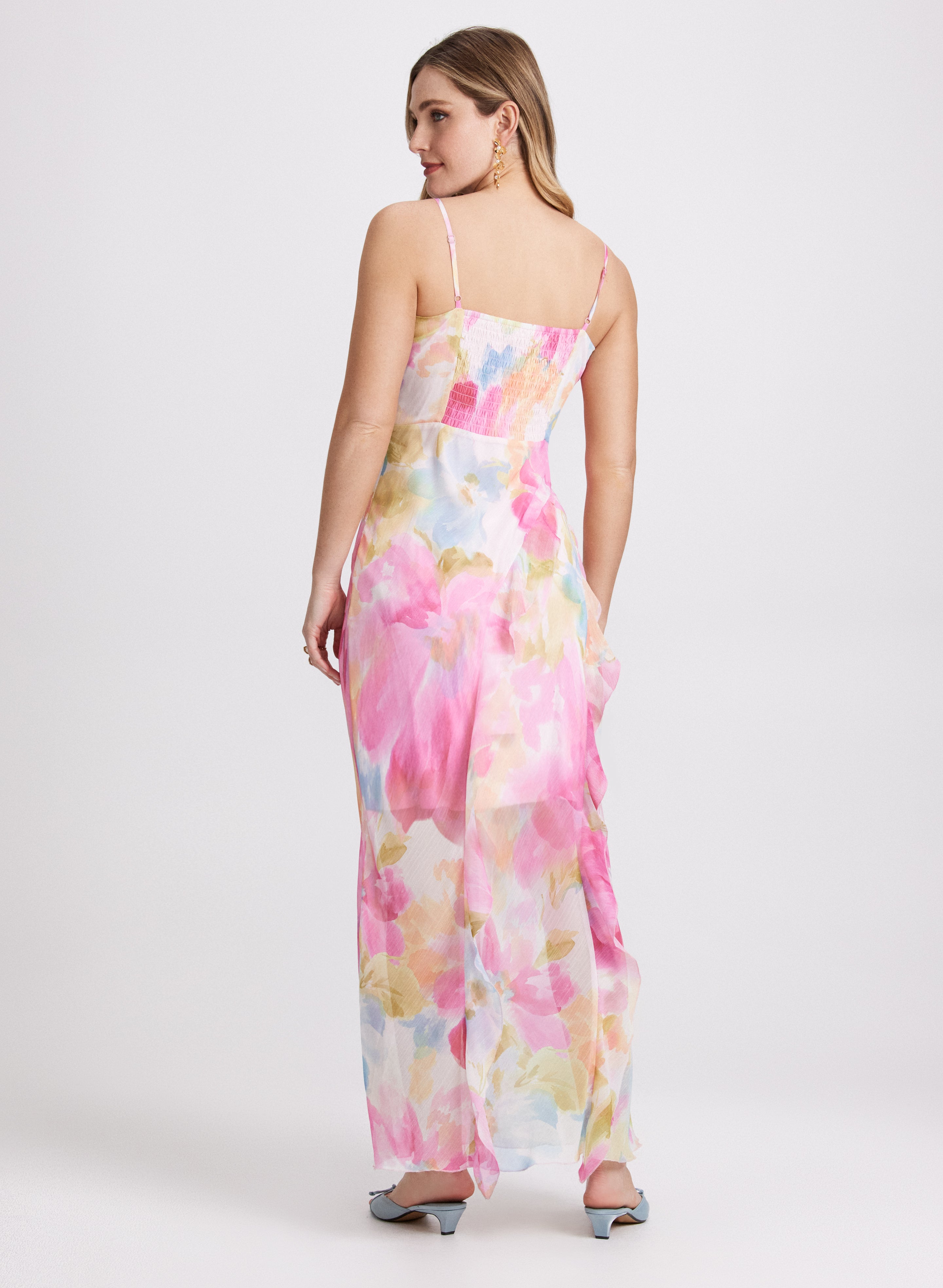 Elegant Floral Ruffle Dress for Women - Summer Boho Maxi Dress with Flowy Skirt | Perfect for Beach Vacations, Date Nights & Garden Parties
