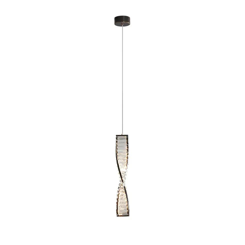 Elegant Spiral Strip Crystal Pendant Light - Modern Chandelier for Dining Room, Living Room & Bedroom Decor