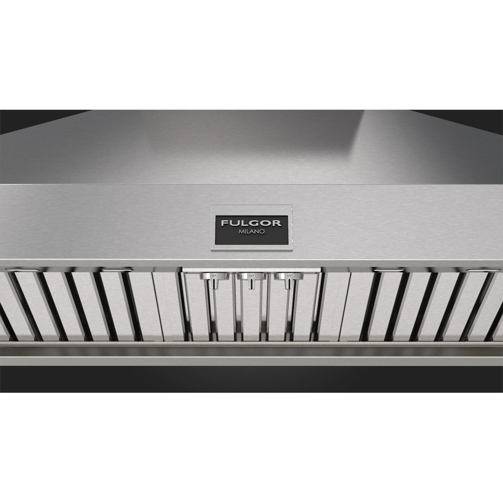 Fulgor Milano 48 Inch 1000 CFM Professional Stainless Steel Wall Mount Range Hood - Model F6PC48DS1 | Powerful Ventilation for Modern Kitchens & Open Concept Homes